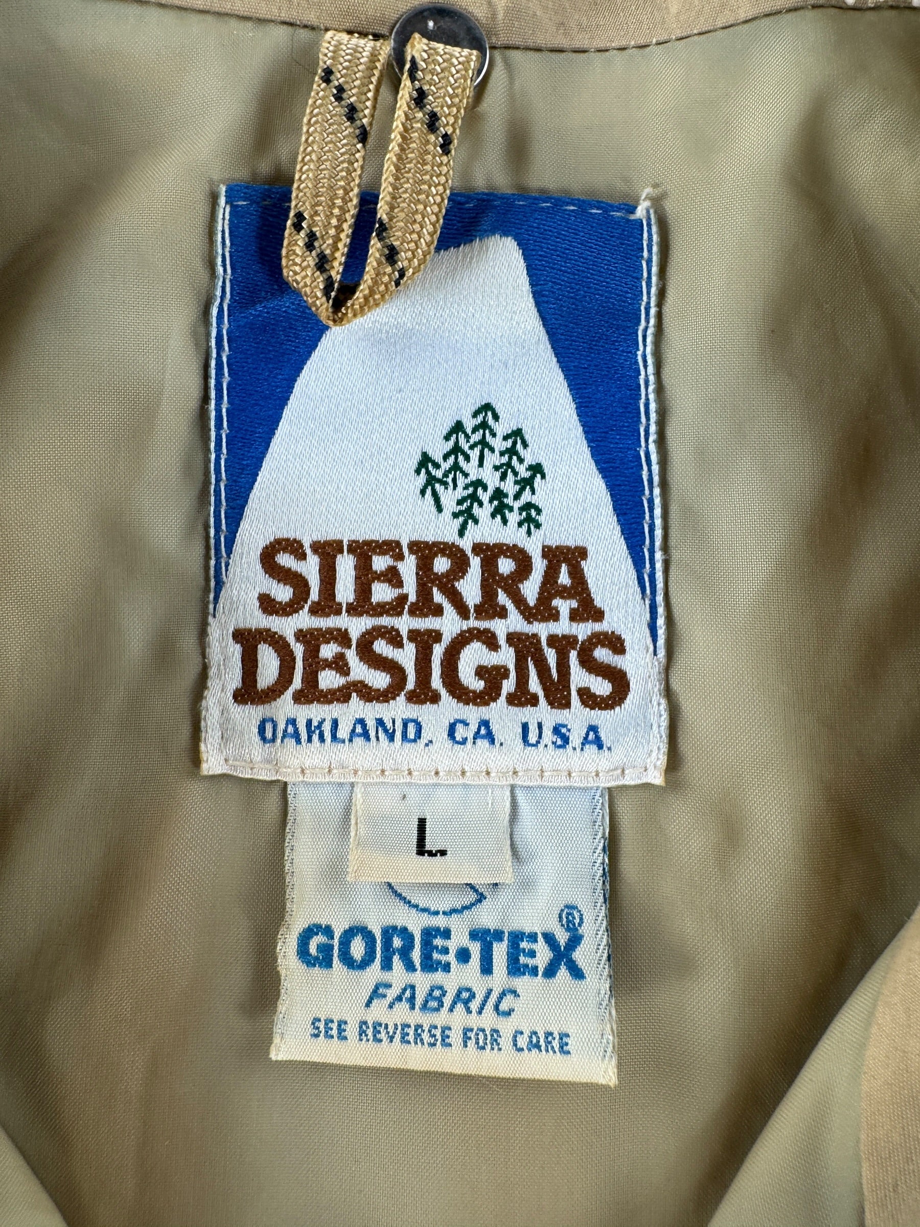 Label on Vintage Sierra Designs Gore Tex Parka SZ L