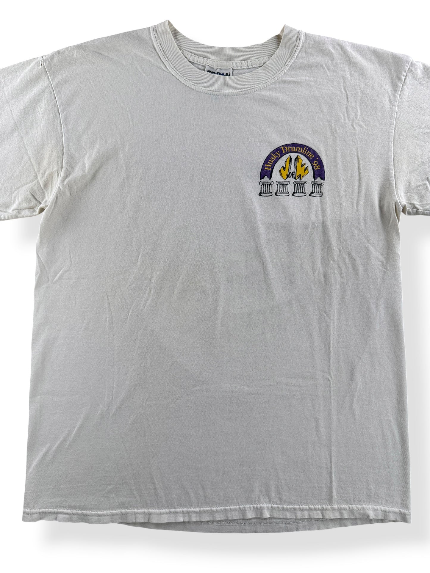 Close-up of Vintage 1998 Huskies Drumline Tee SZ L