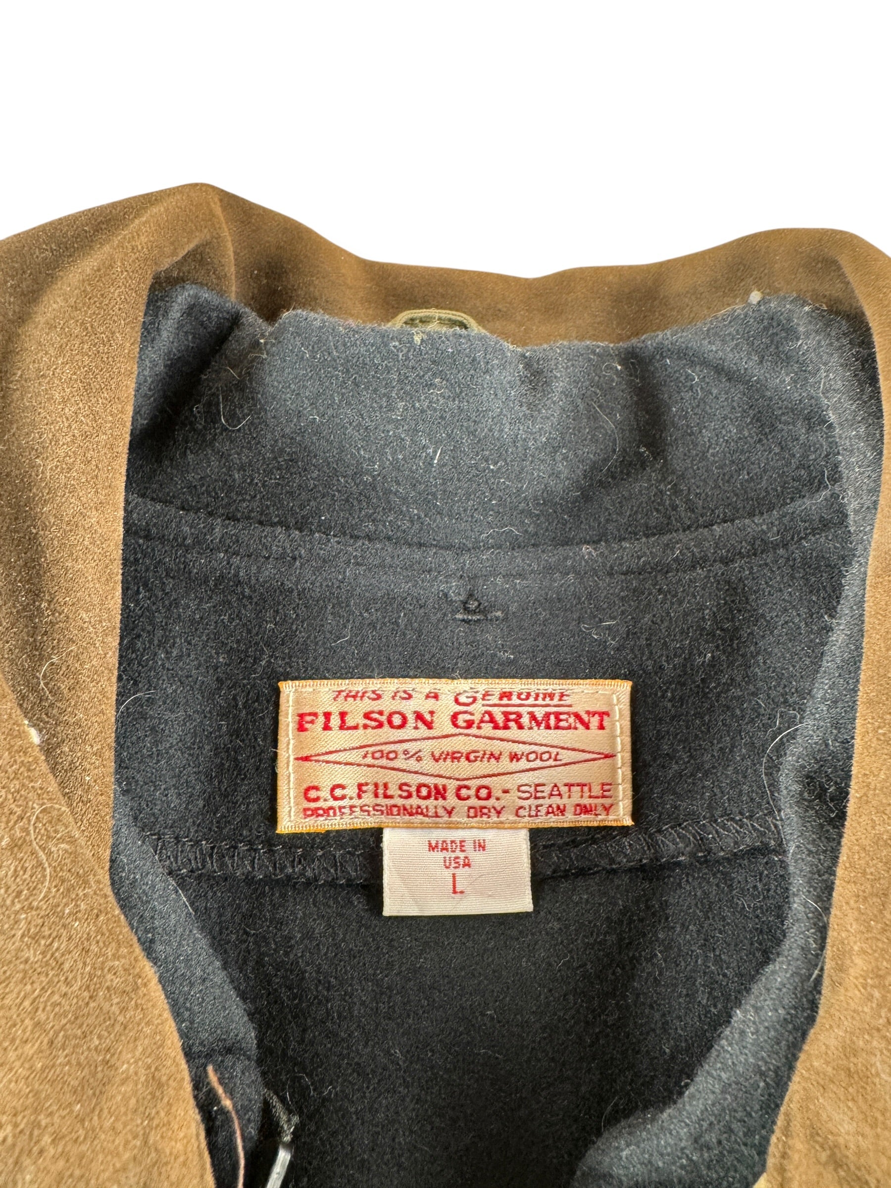 Label on Green Label Filson Foul Weather Coat with Liner SZ L