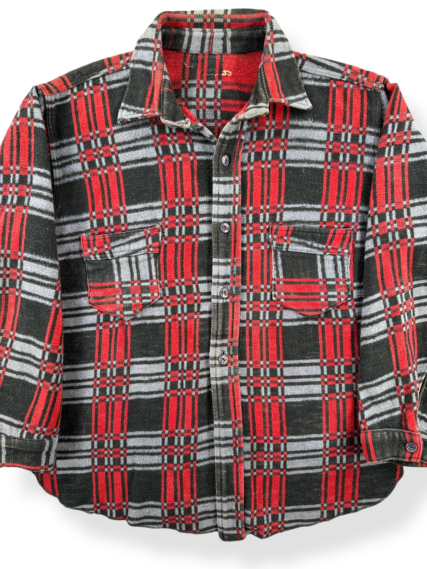 Front Close Up of Vintage 50s Unbranded Camp Flannel SZ S