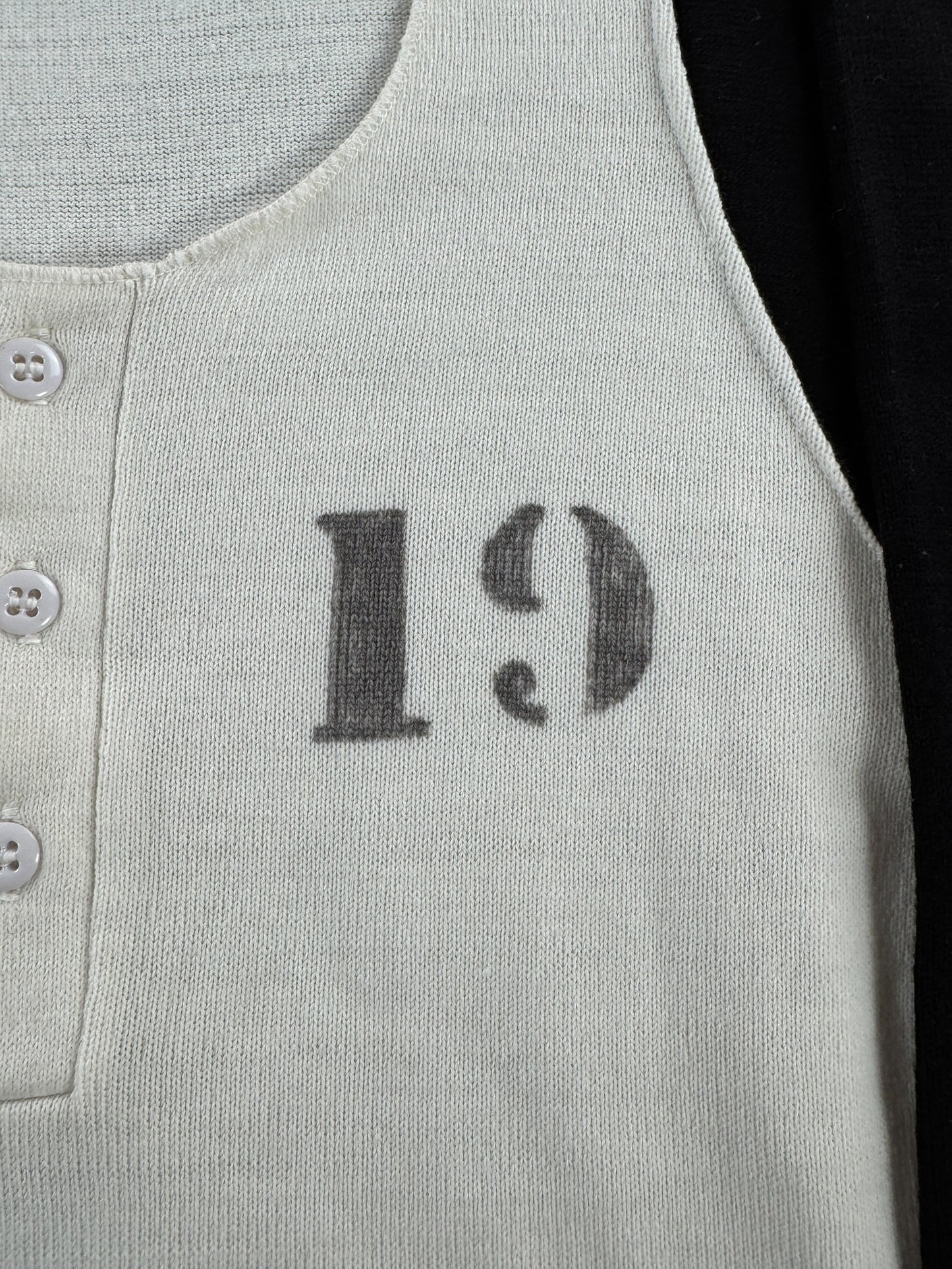 Stencil on Vintage Stenciled Henley SZ L (Fits M)