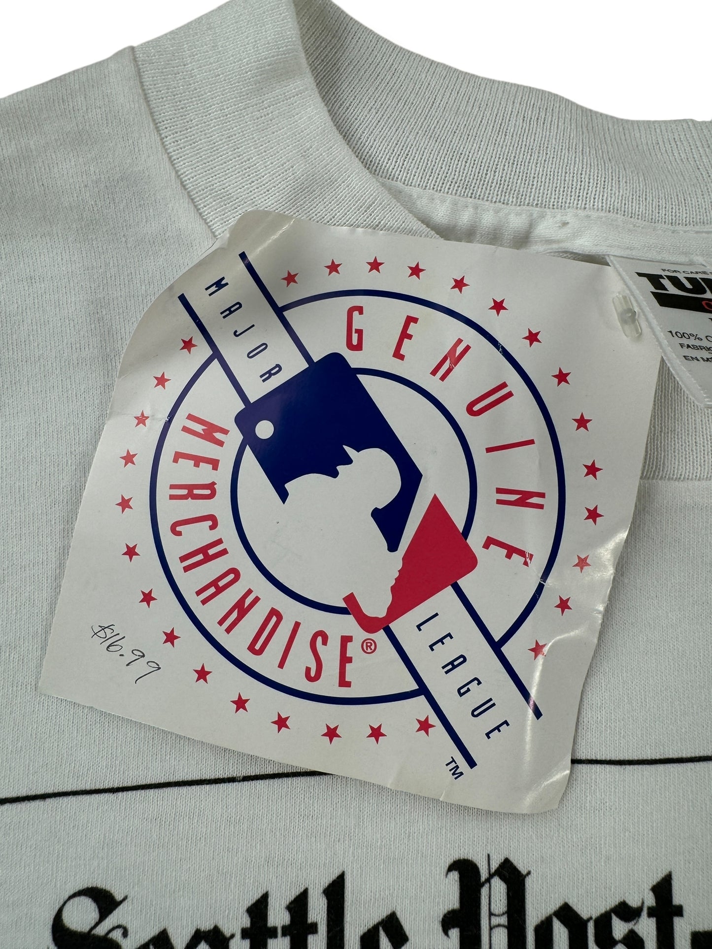 NOS Tag on Vintage NOS 1995 M's Do It Refuse to Lose Seattle Mariners Tee SZ L