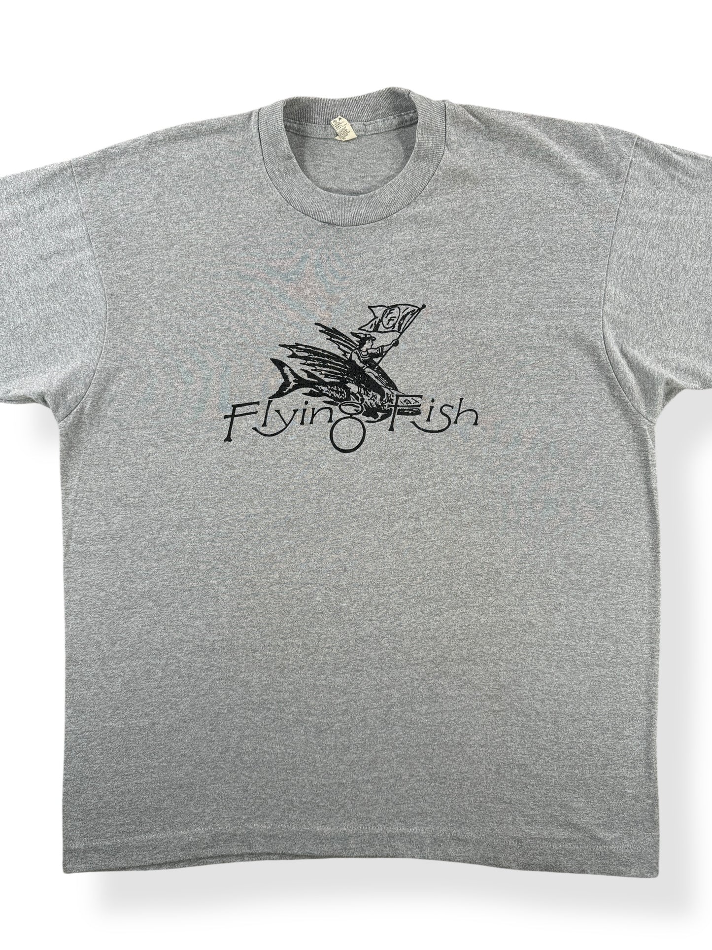Front Close Up of Vintage Flying Fish Records Tee SZ L
