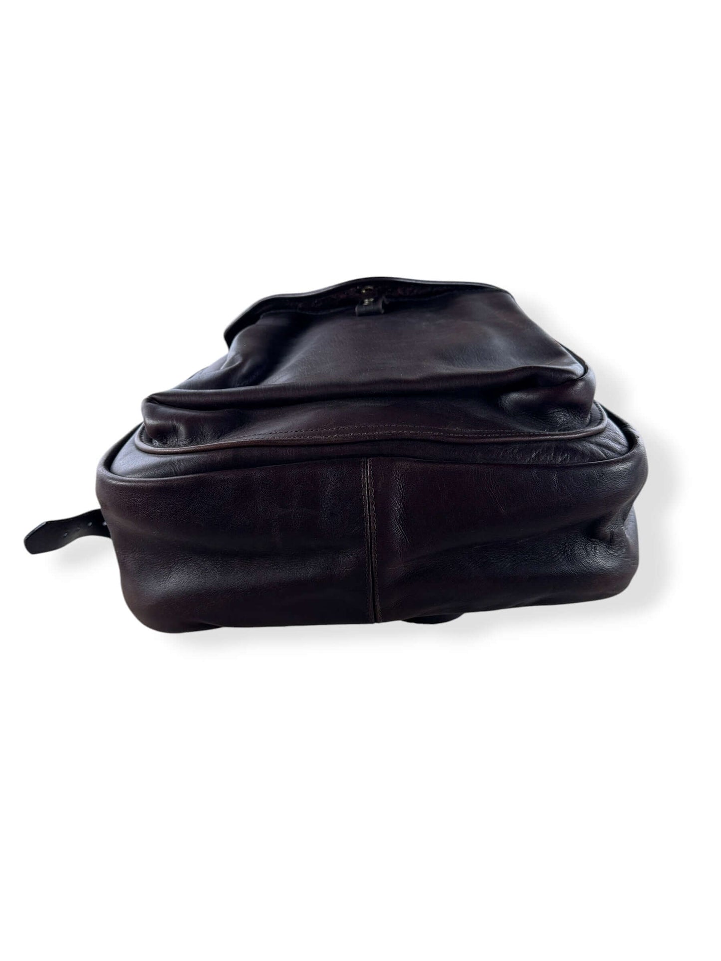 Bottom of Filson Weatherproof Sierra Brown Leather Journeyman Backpack