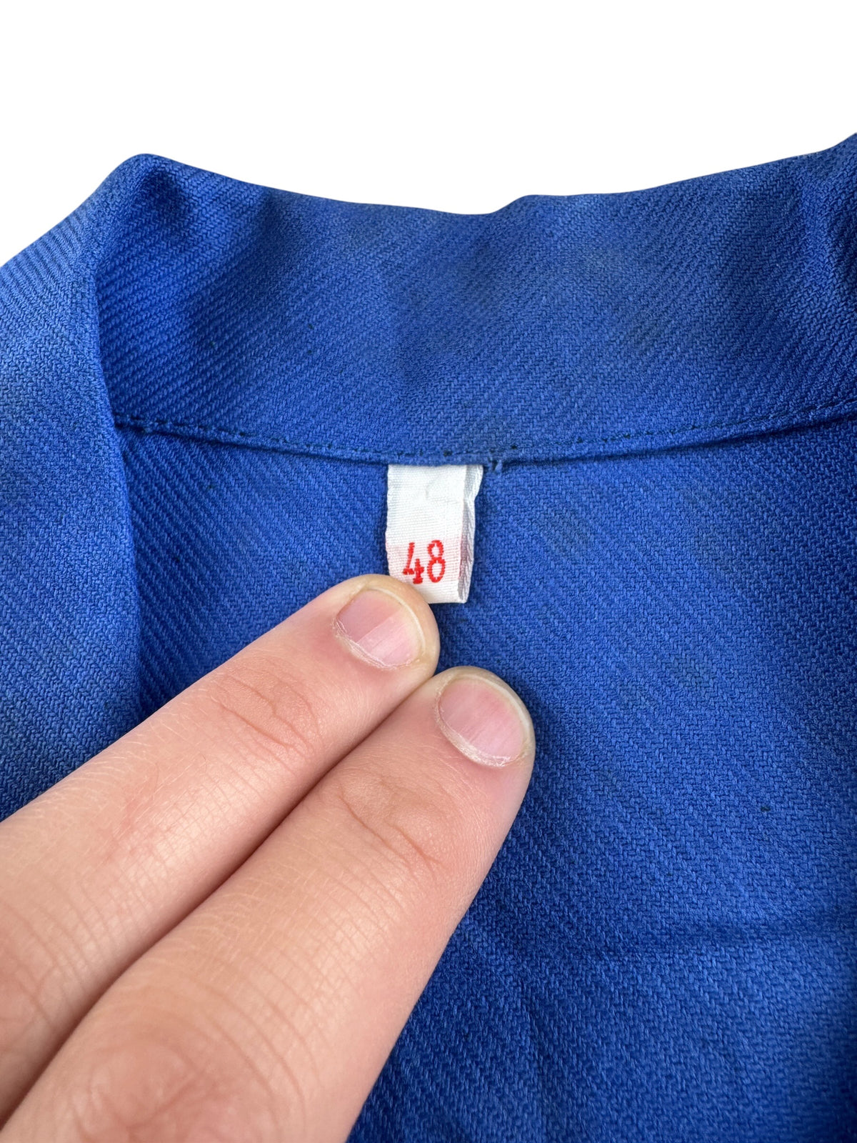 Size tag on Vintage NOS Adolphe Lafont French Cycling Jacket SZ 48