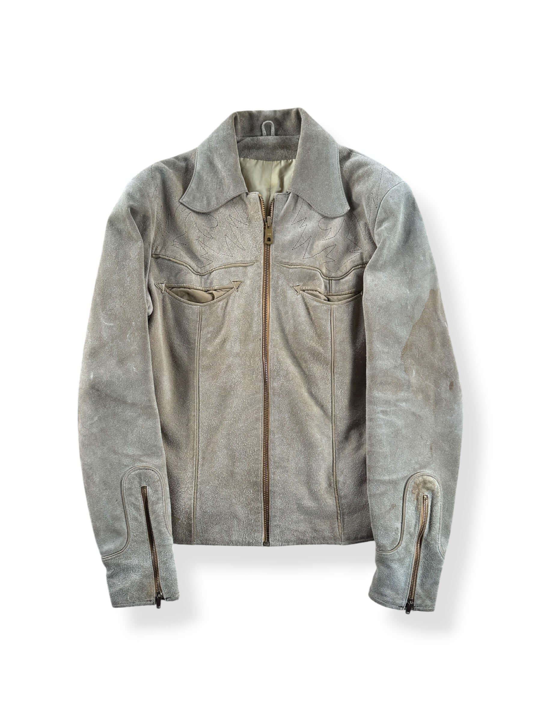 Front of Vintage Suede Western Smile Pocket Jacket SZ M