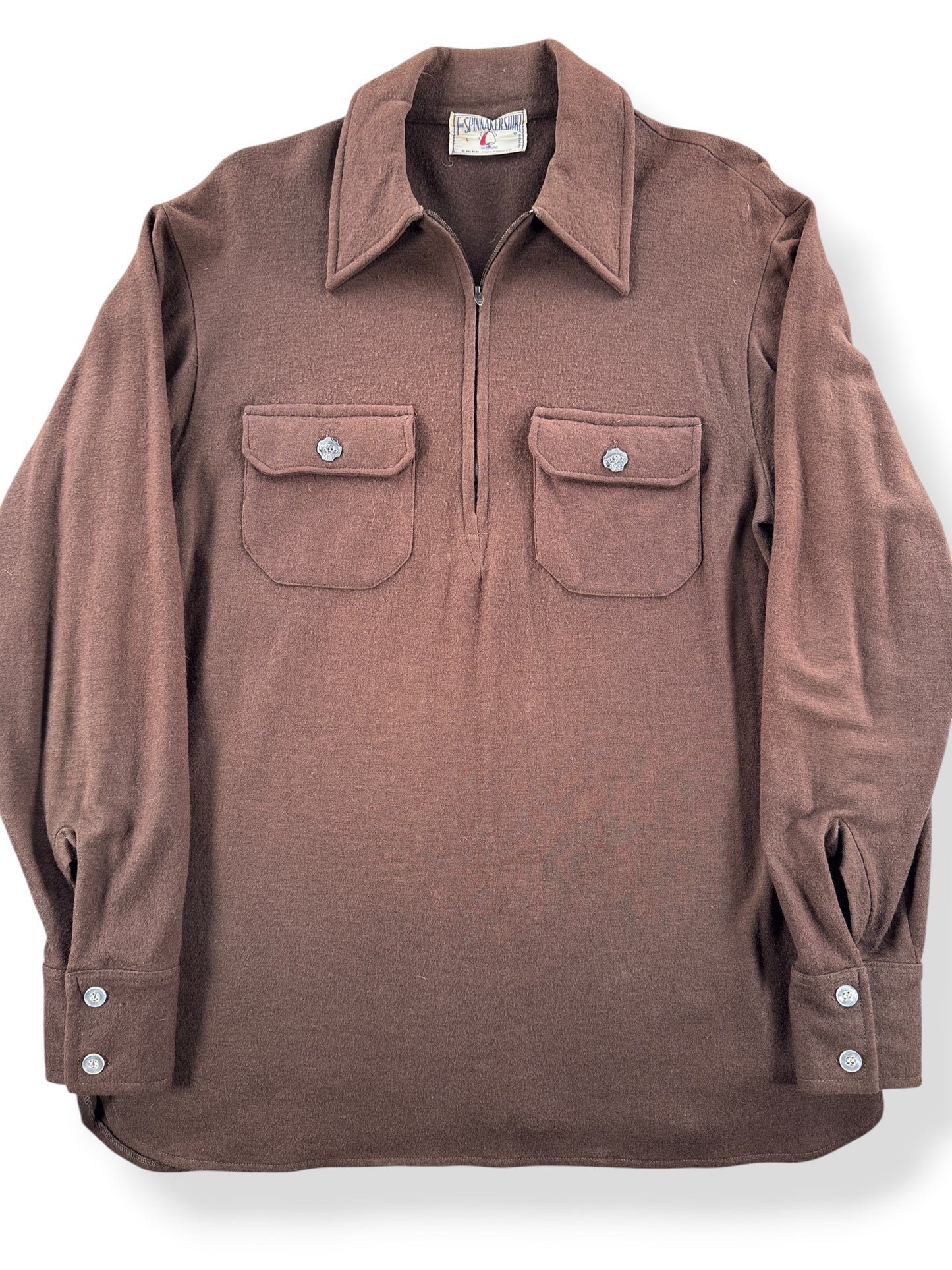 Front Close Up of Vintage Spinnaker Wool Shirt SZ L (Fits M)