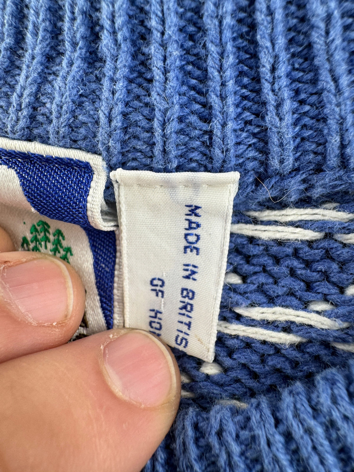 Tag on Vintage 1980s Sierra Designs Birdseye Cotton Sweater SZ M/L