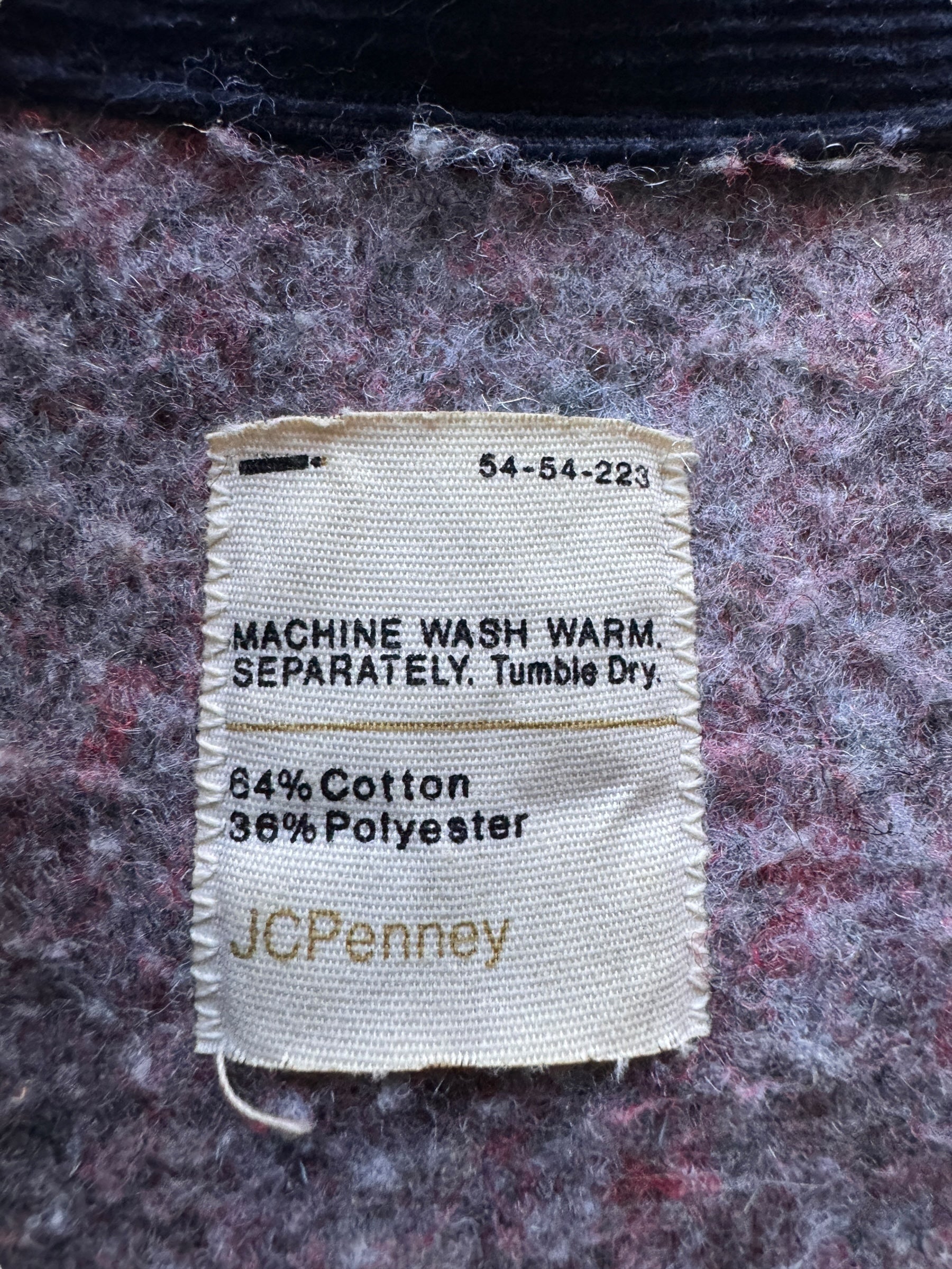 Label on Vintage Penney's Big Mac Denim Blanket Lined Chore Coat SZ M/L