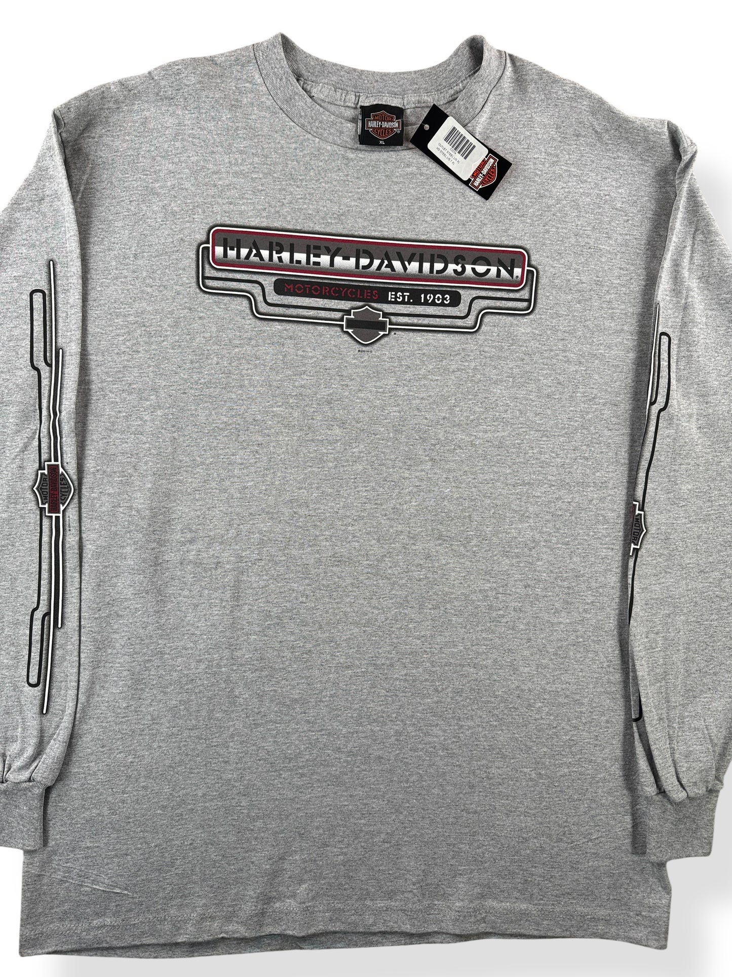 Front Close Up of Vintage Deadstock 2001 Harley Chaddsford PA LS Tee SZ XL