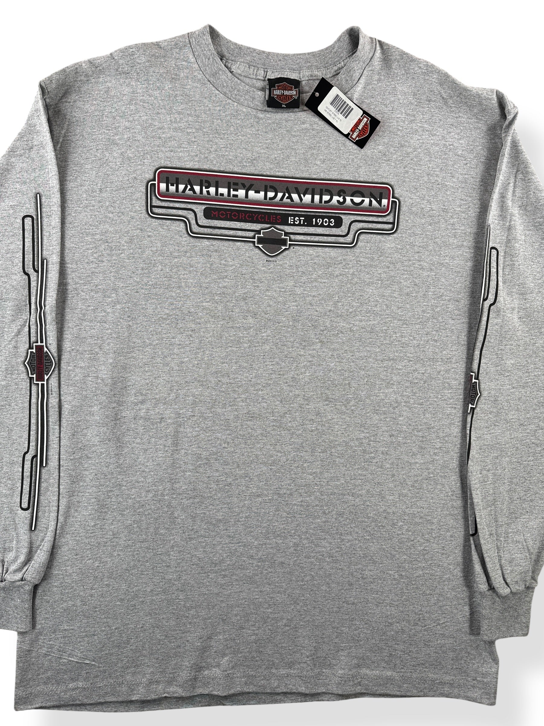 Front Close Up of Vintage Deadstock 2001 Harley Chaddsford PA LS Tee SZ XL