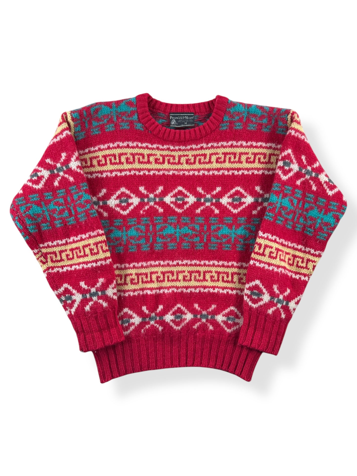 Front of Vintage Preswick & Moore Shetland Wool Sweater SZ M (Fits S)