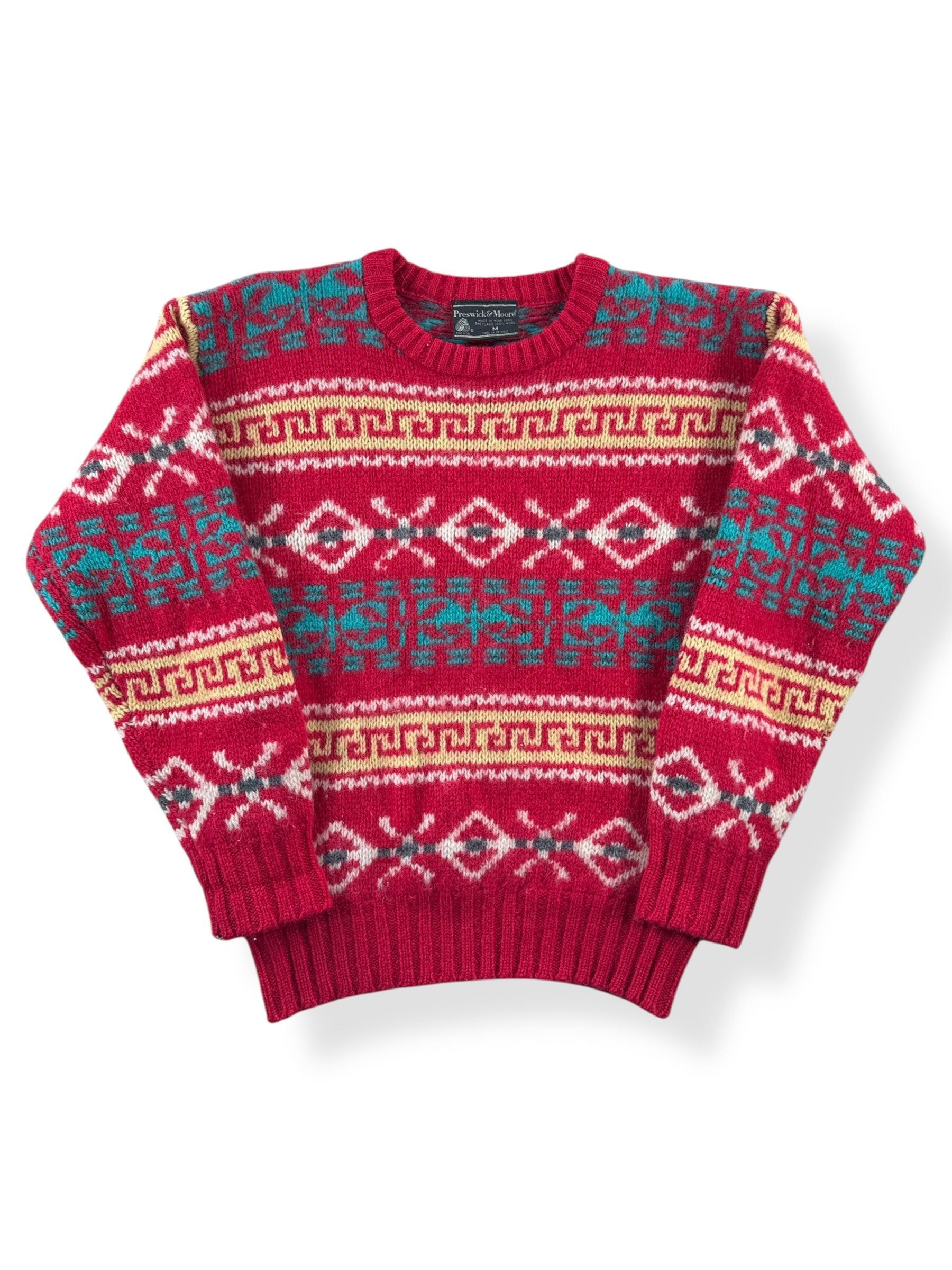 Front of Vintage Preswick & Moore Shetland Wool Sweater SZ M (Fits S)