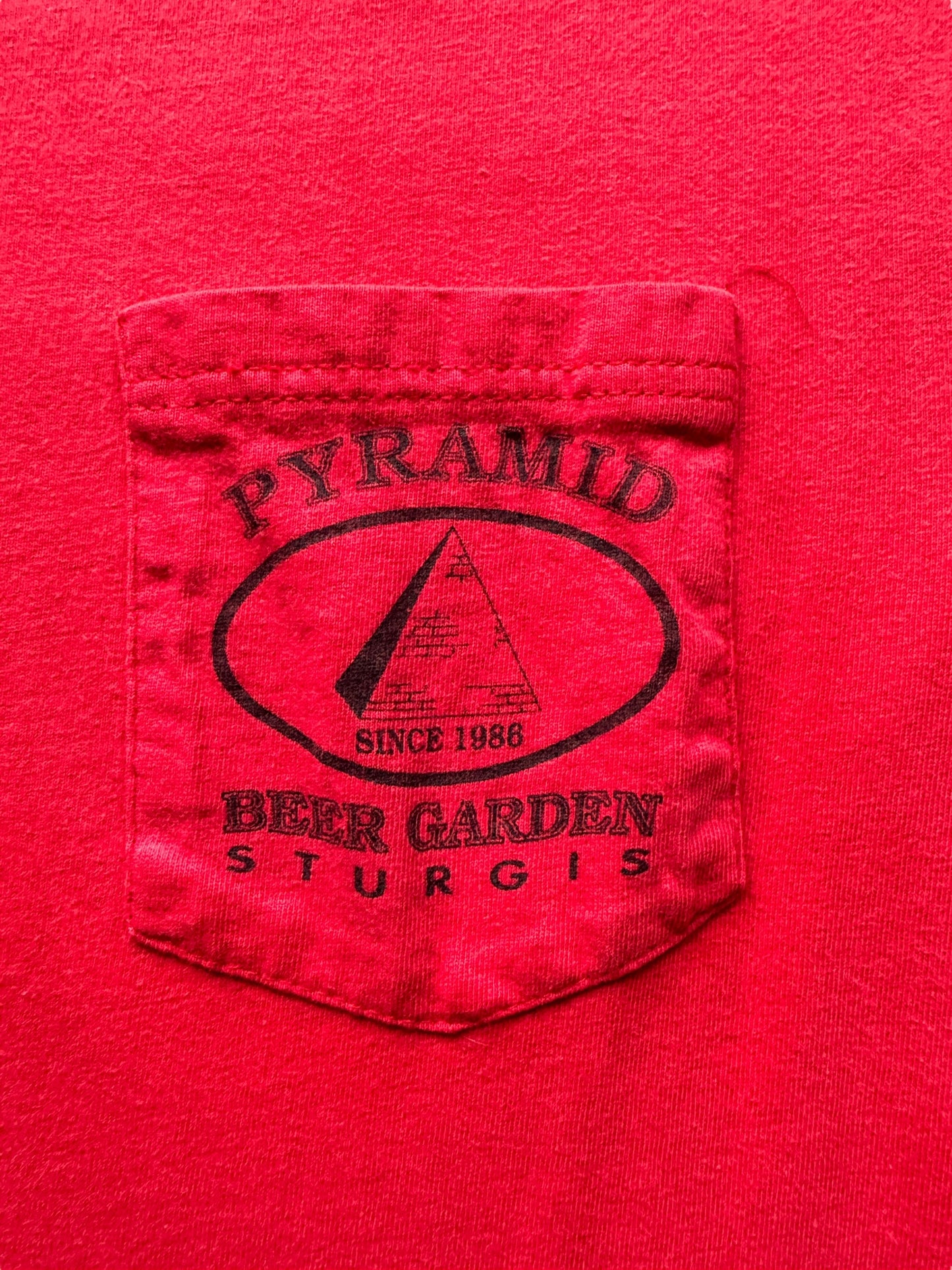 pocket on Pyramid Sturgis Beer Garden Pocket Tee SZ M