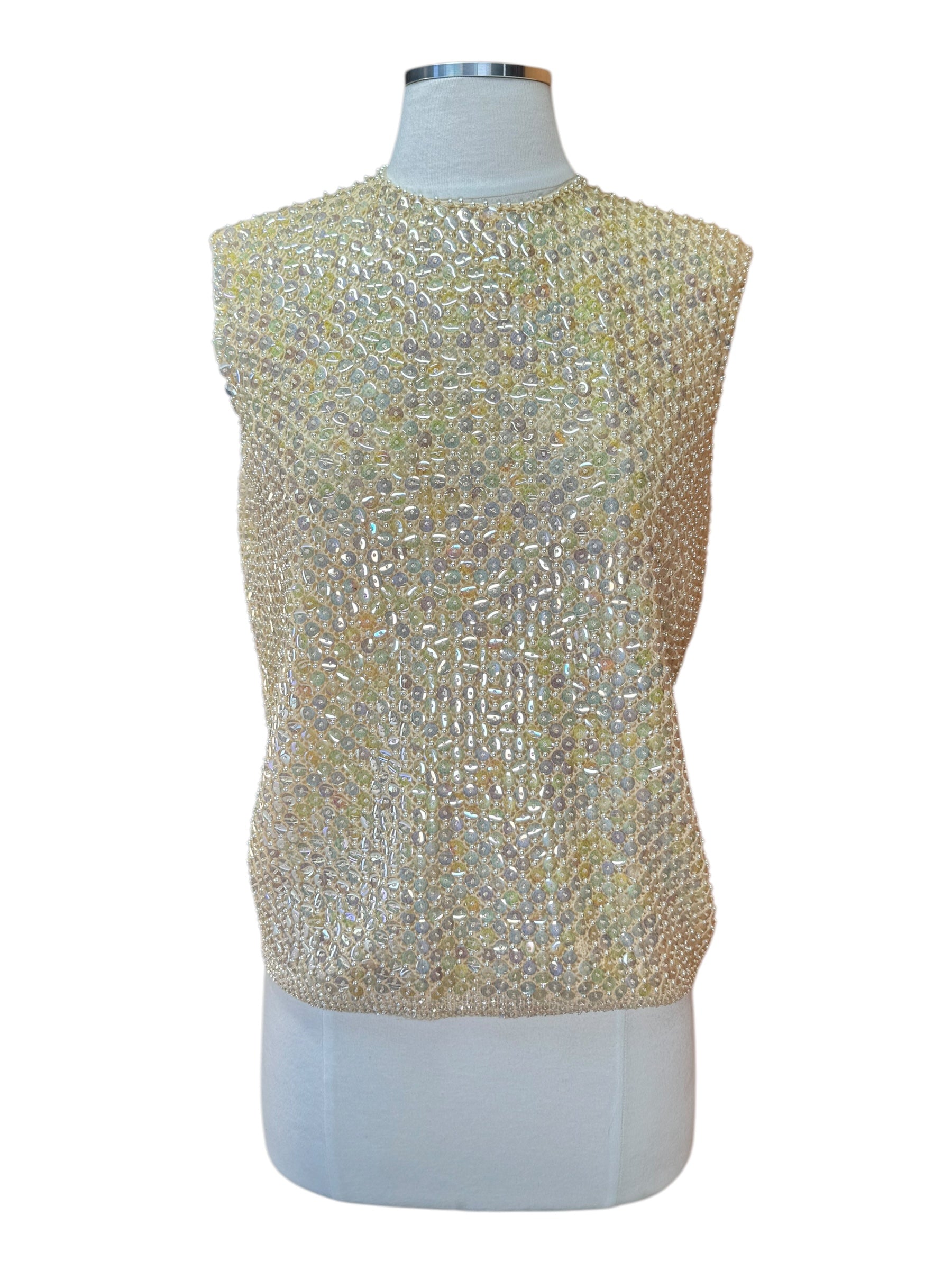 Front view of 1960s Sequin Sleeveless Top M