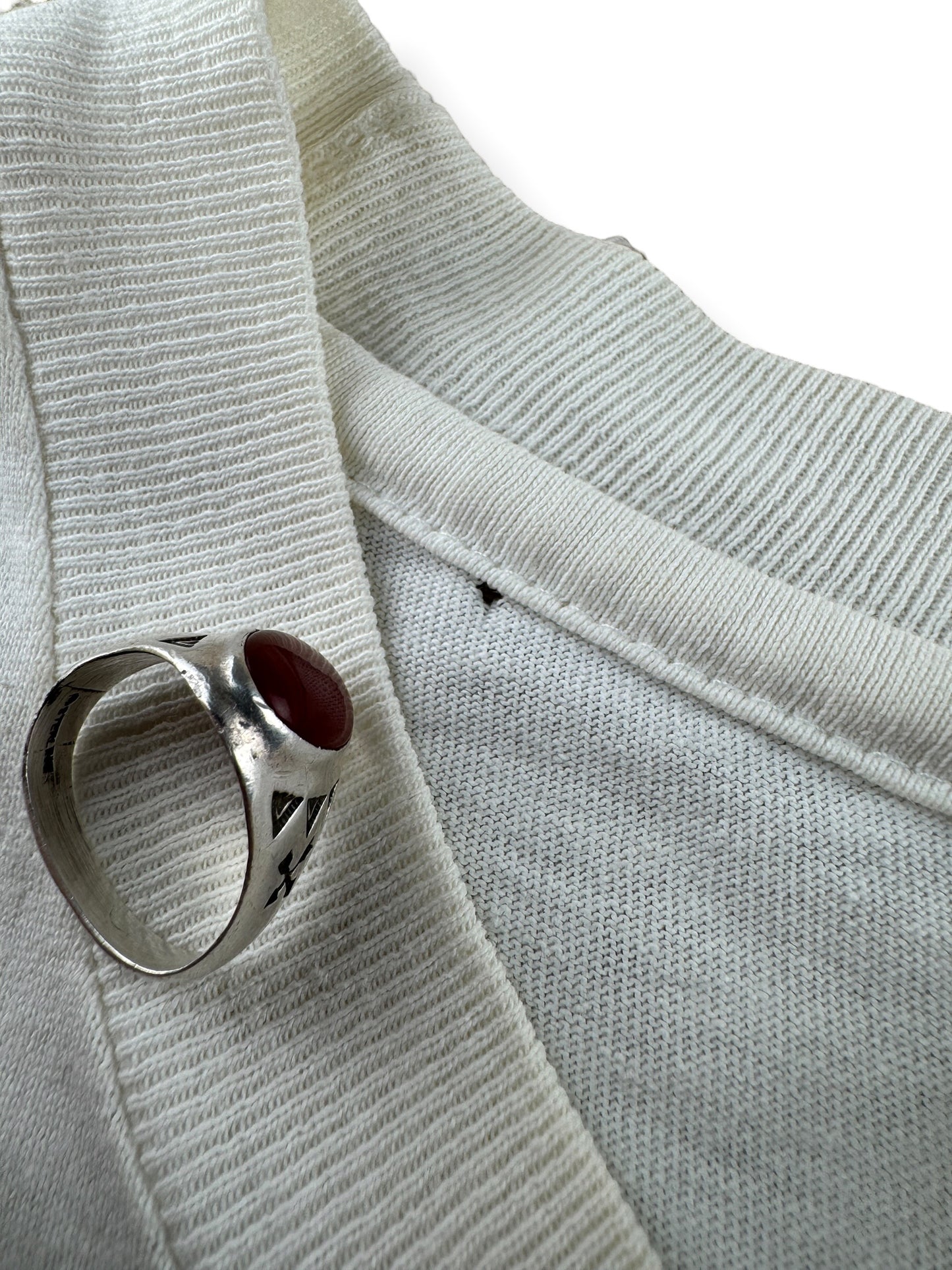Small pinhole on collar of Vintage 1990s Heterophobic Tee XL