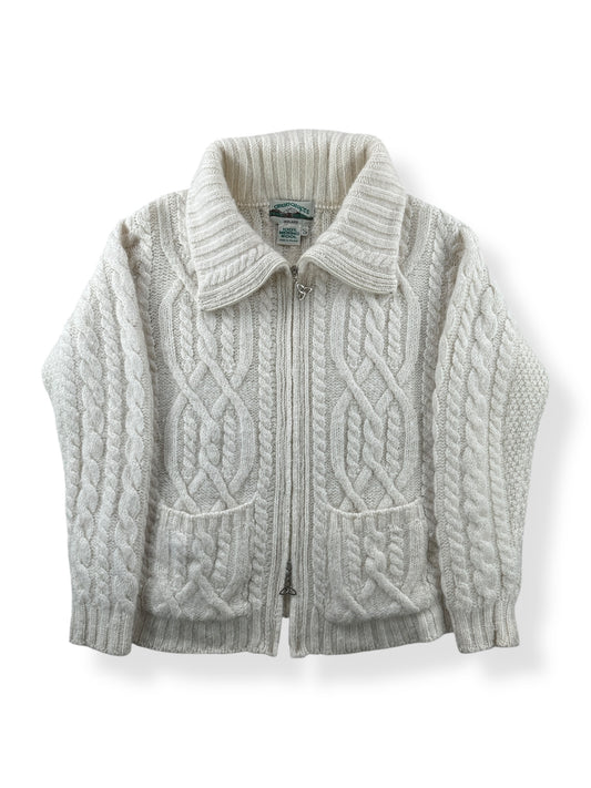 Front of Vintage Zip Up Irish Wool Sweater SZ S