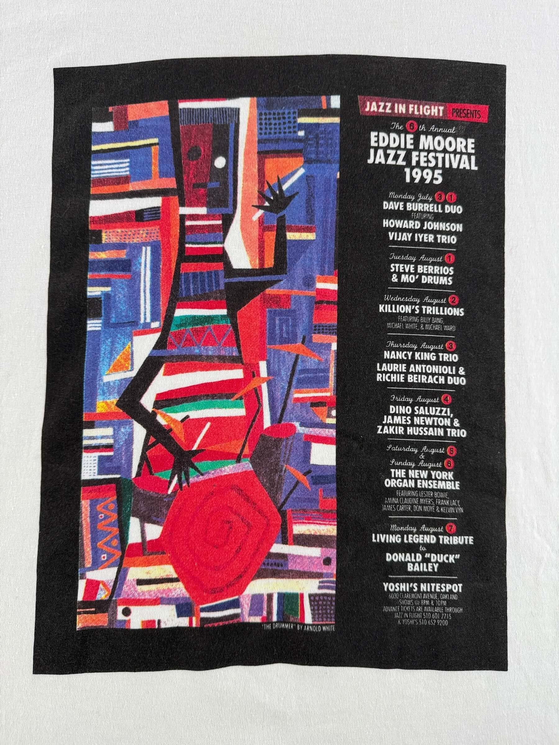 Graphic of Vintage 1995 Eddie Moore Jazz Festival Tee SZ XL