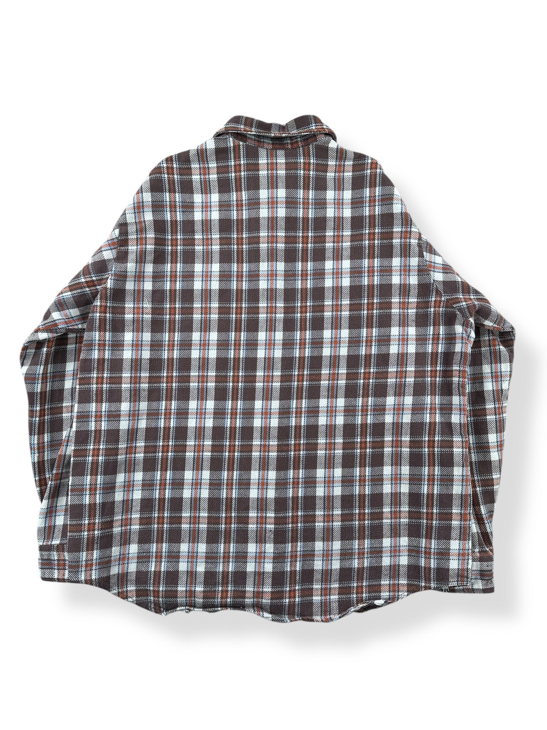 Back of Vintage Brown Orange Plaid Big Mac Cotton Flannel SZ XL Tall