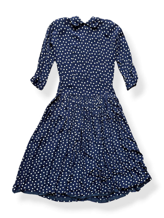 Front of Vintage 1940s Rayon Drop Waist Polka Dot Dress