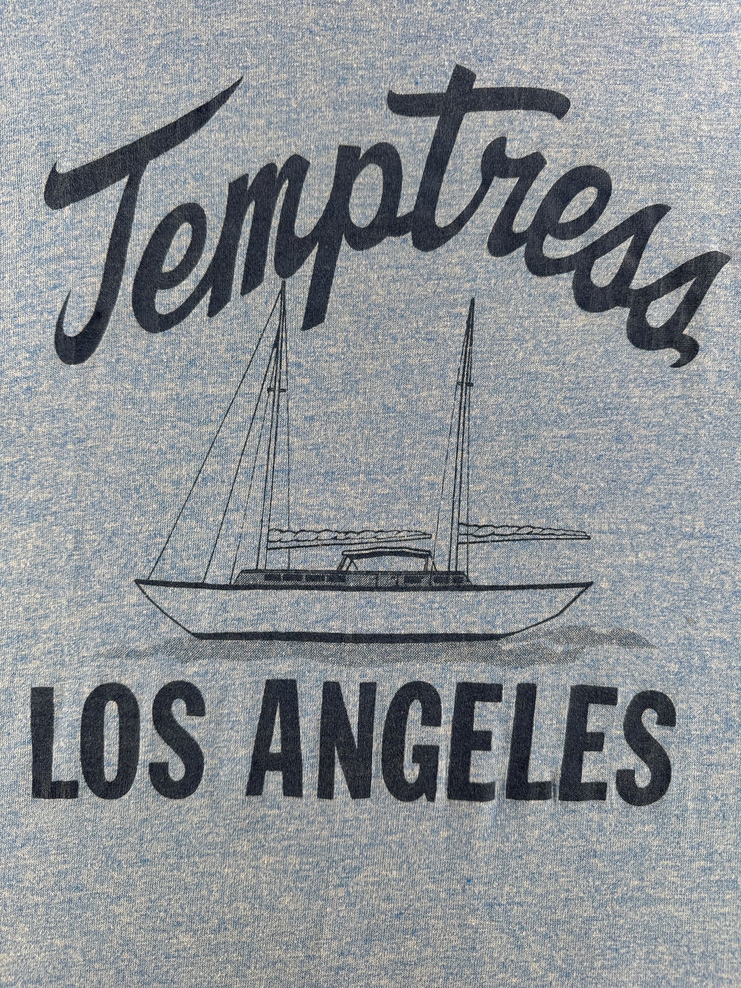 Front graphic on Vintage Temptress Los Angeles Ringer Tee SZ XL (Fits M)