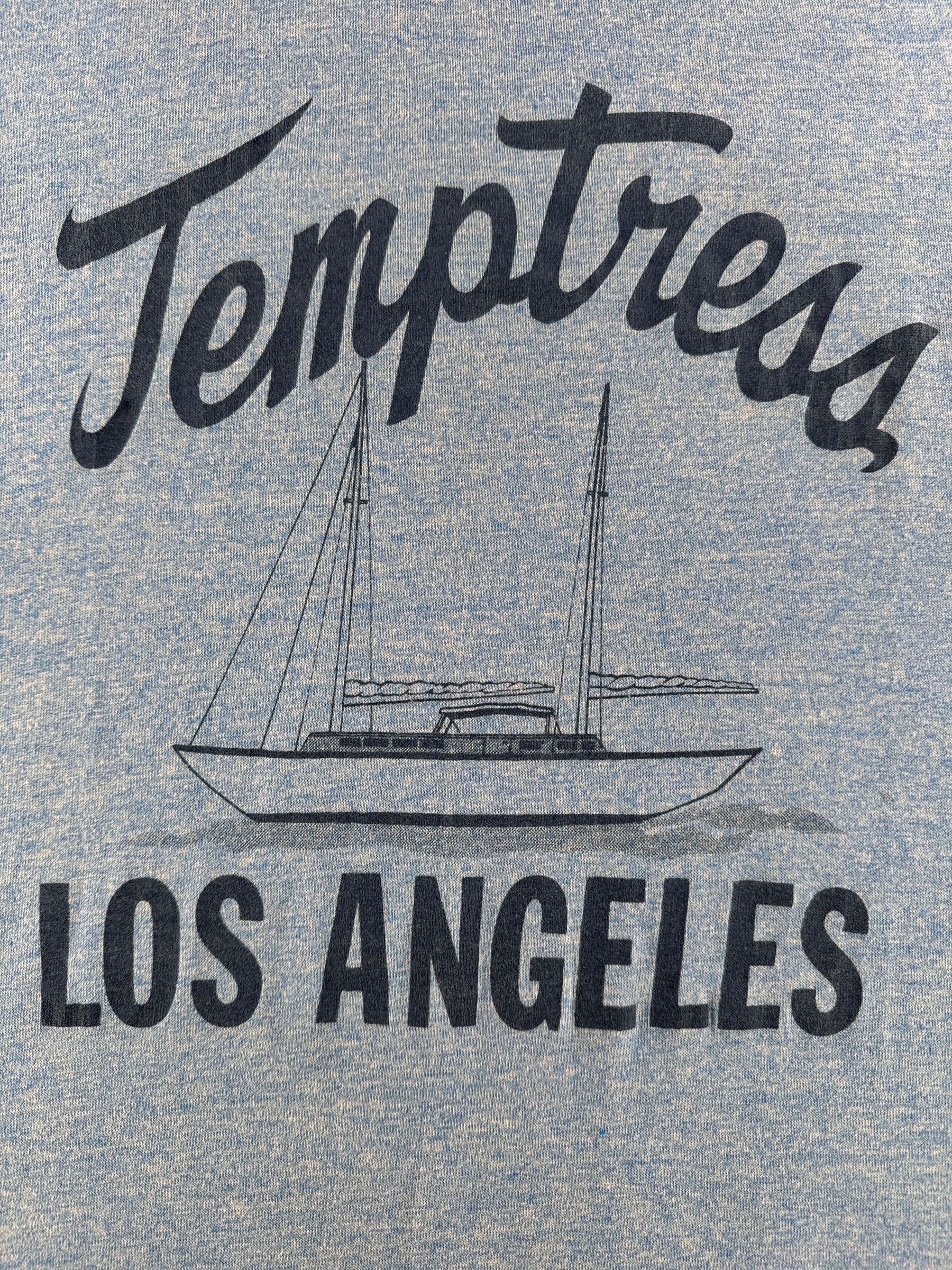 Front graphic on Vintage Temptress Los Angeles Ringer Tee SZ XL (Fits M)