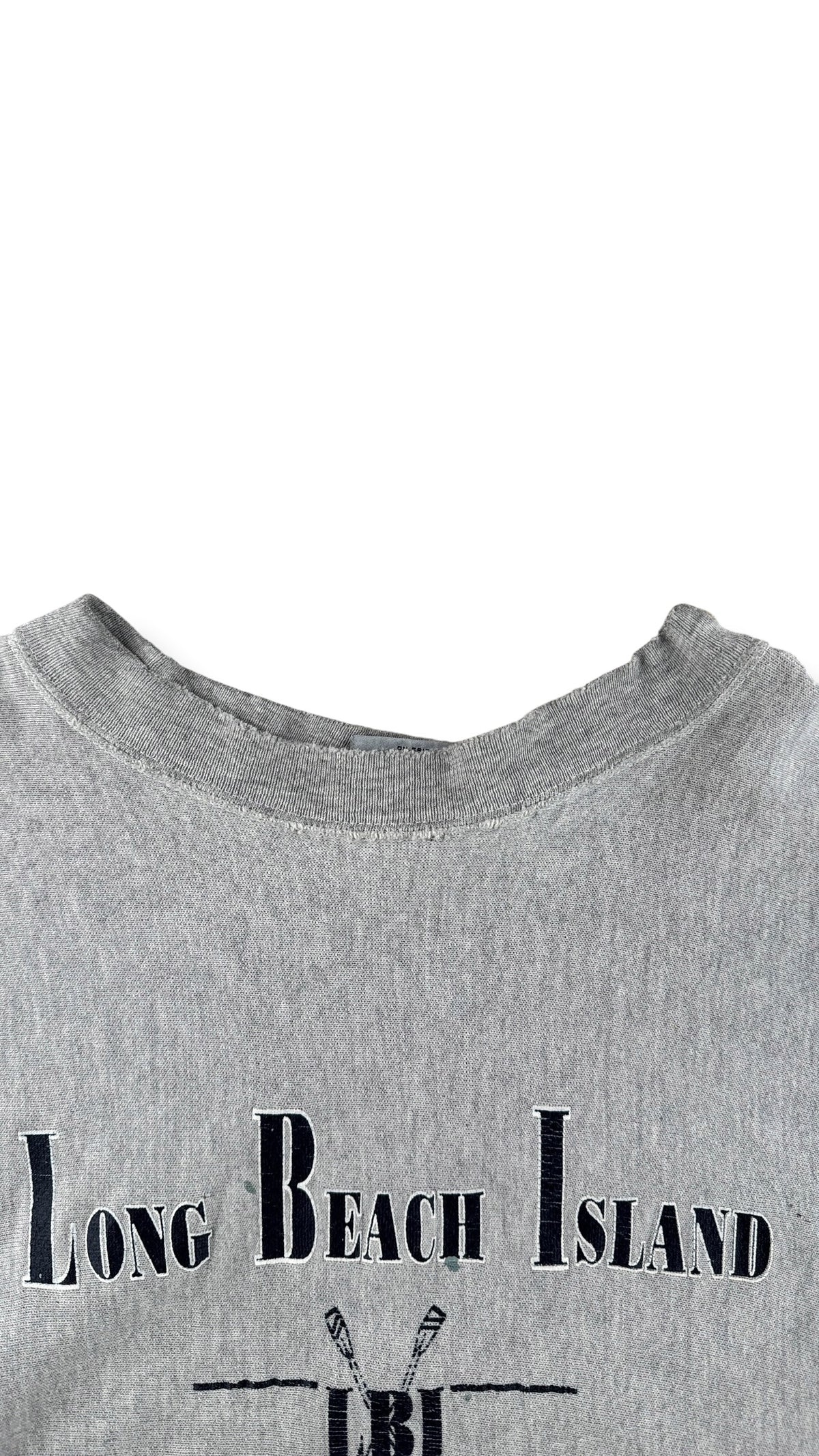 Collar on Vintage Long Beach Island Paint Splattered Reverse Weave Crewneck SZ L