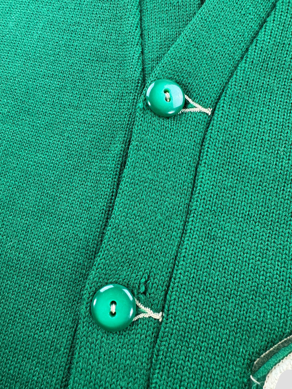 Buttons on Vintage 60s Lasley Knitting Varsity Sweater SZ S