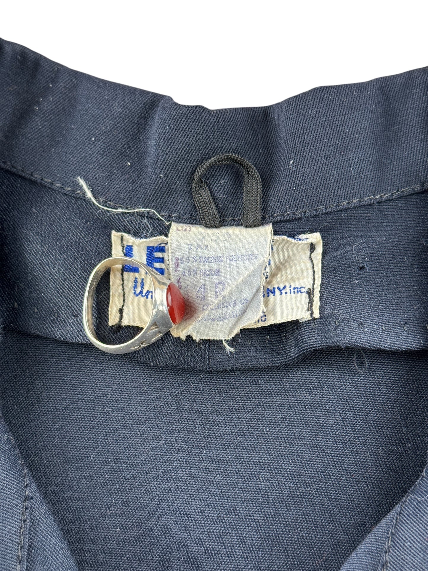 Size tag on Vinage 1960s Leon Work Jacket SZ 44