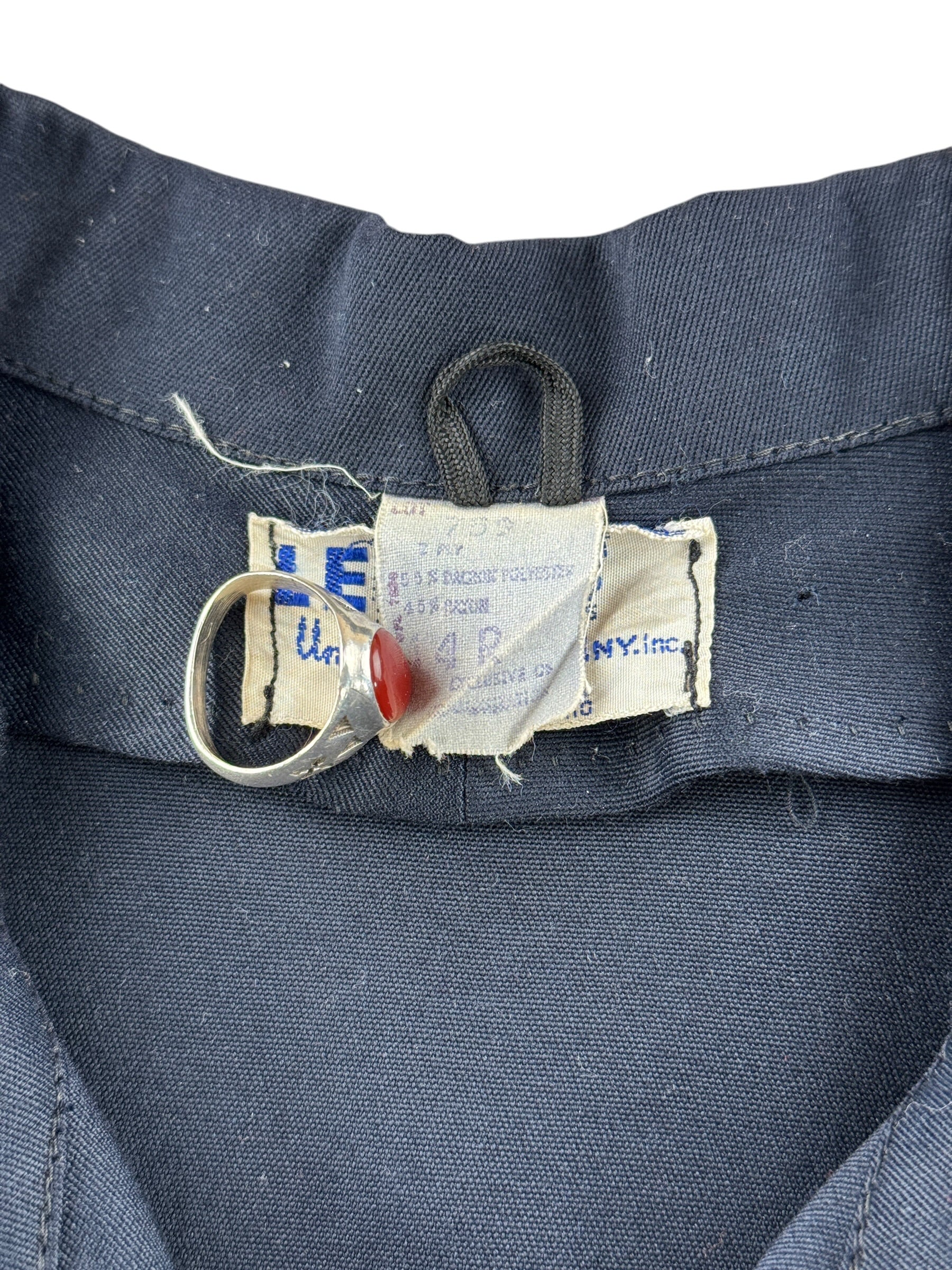 Size tag on Vinage 1960s Leon Work Jacket SZ 44