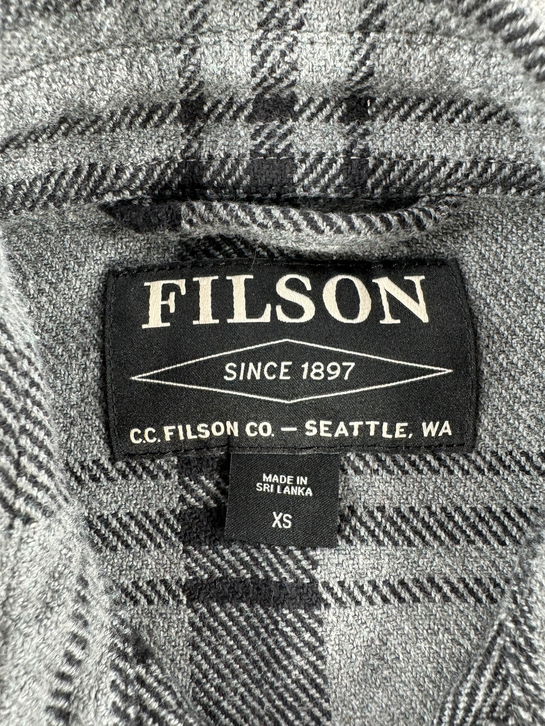 Tag on Filson Deer Island Jac Shirt Production Sample SZ XS