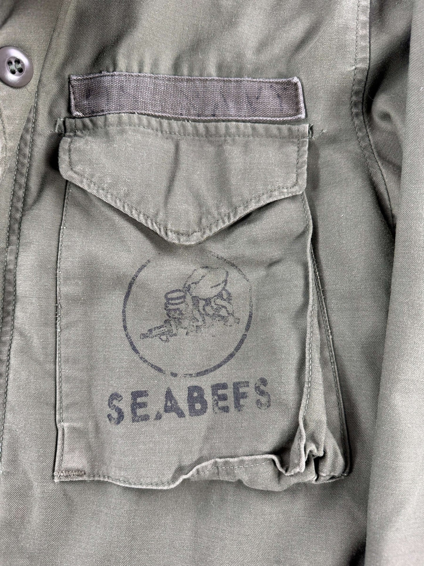 Stencil on Vintage Seabees M65 Field Jacket SZ L