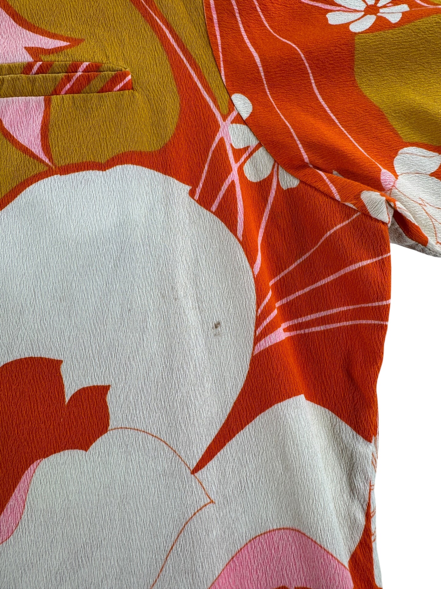 Stain on Vintage Tropicana Psychedelic Barkcloth Aloha Shirt SZ XL