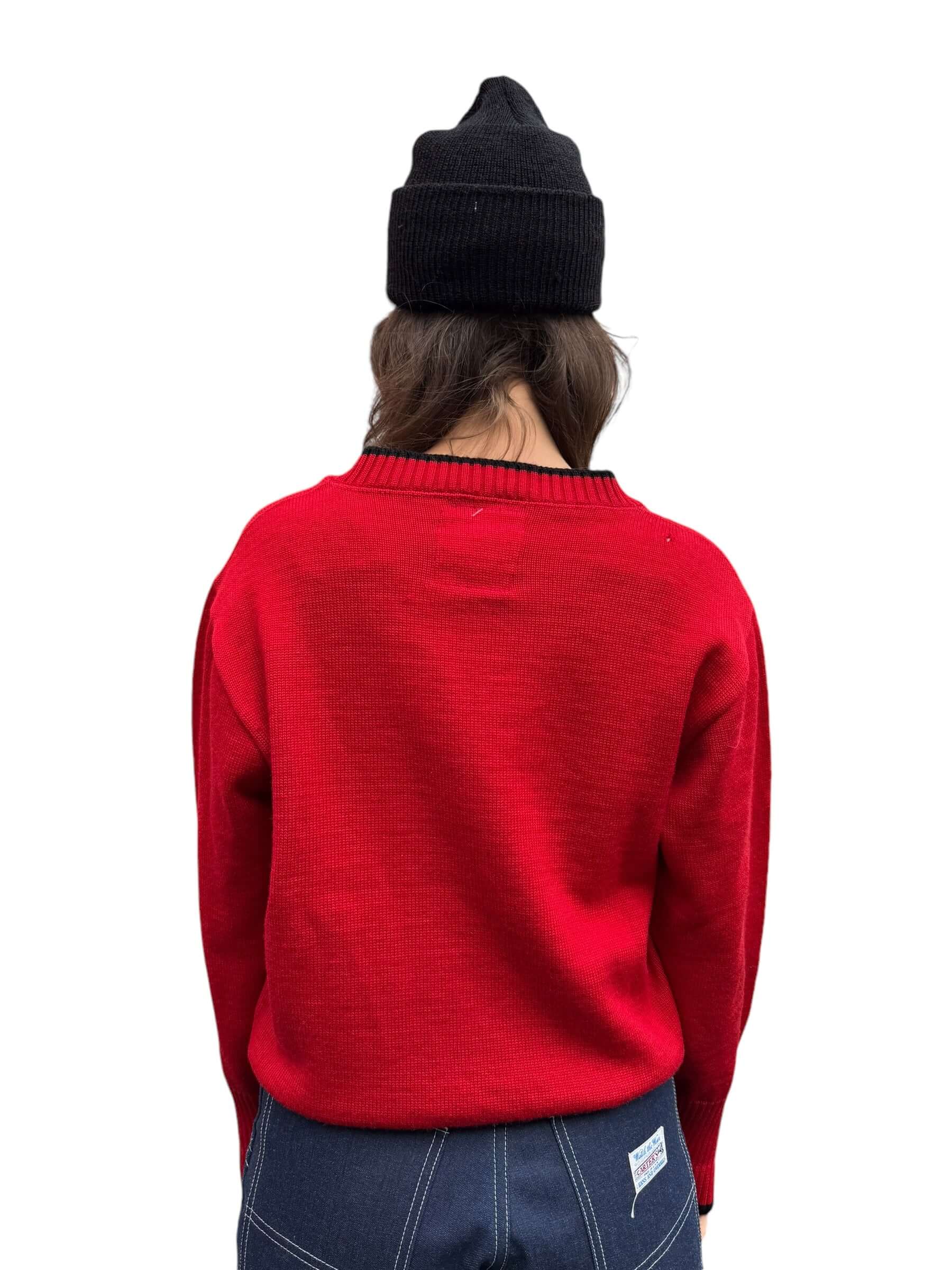 Back of 1960s Red Wool Whiting Sweater M