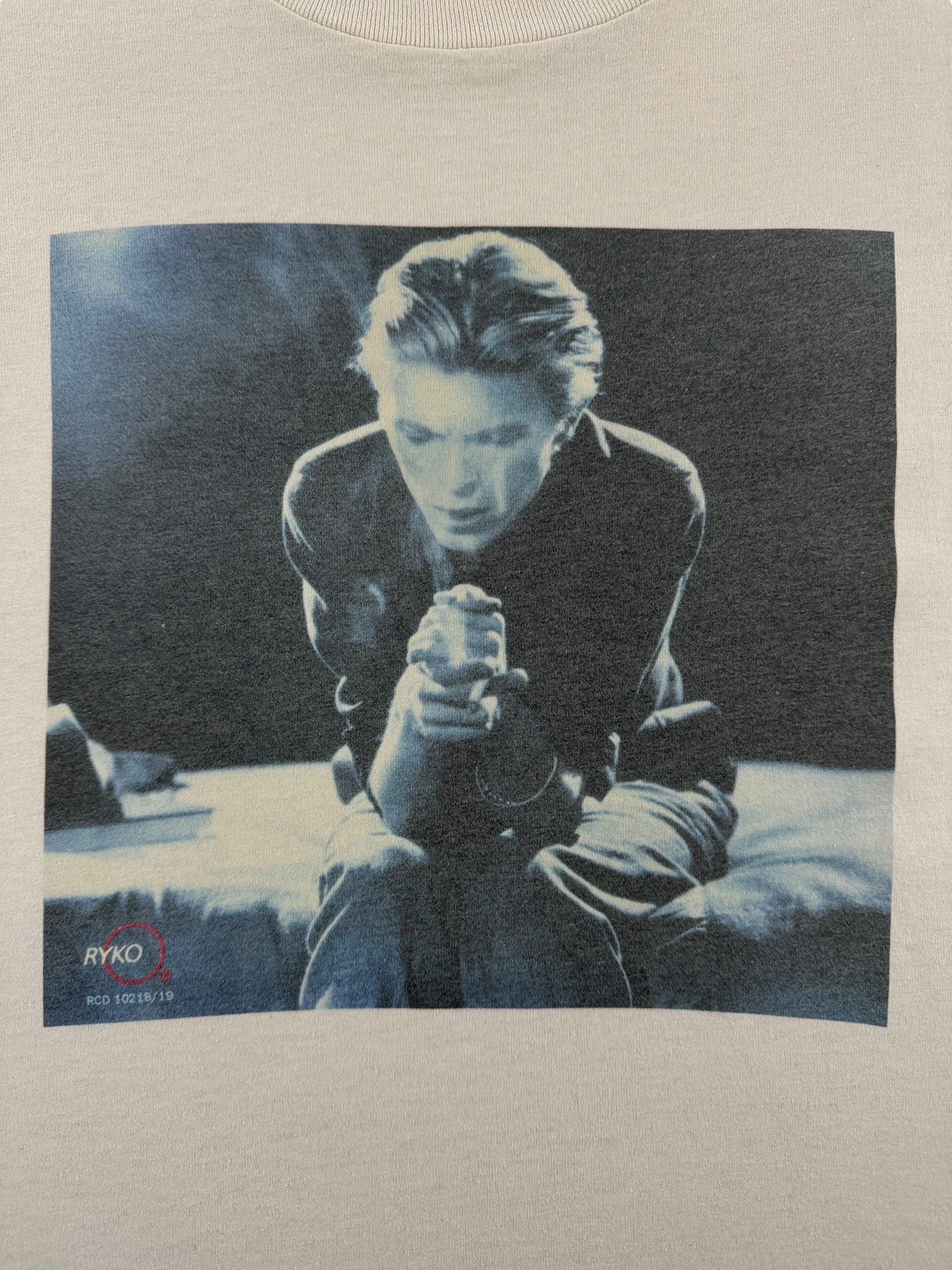 Graphic of Vintage 1993 David Bowie The Singles Rykodisc Oneita Tee SZ L
