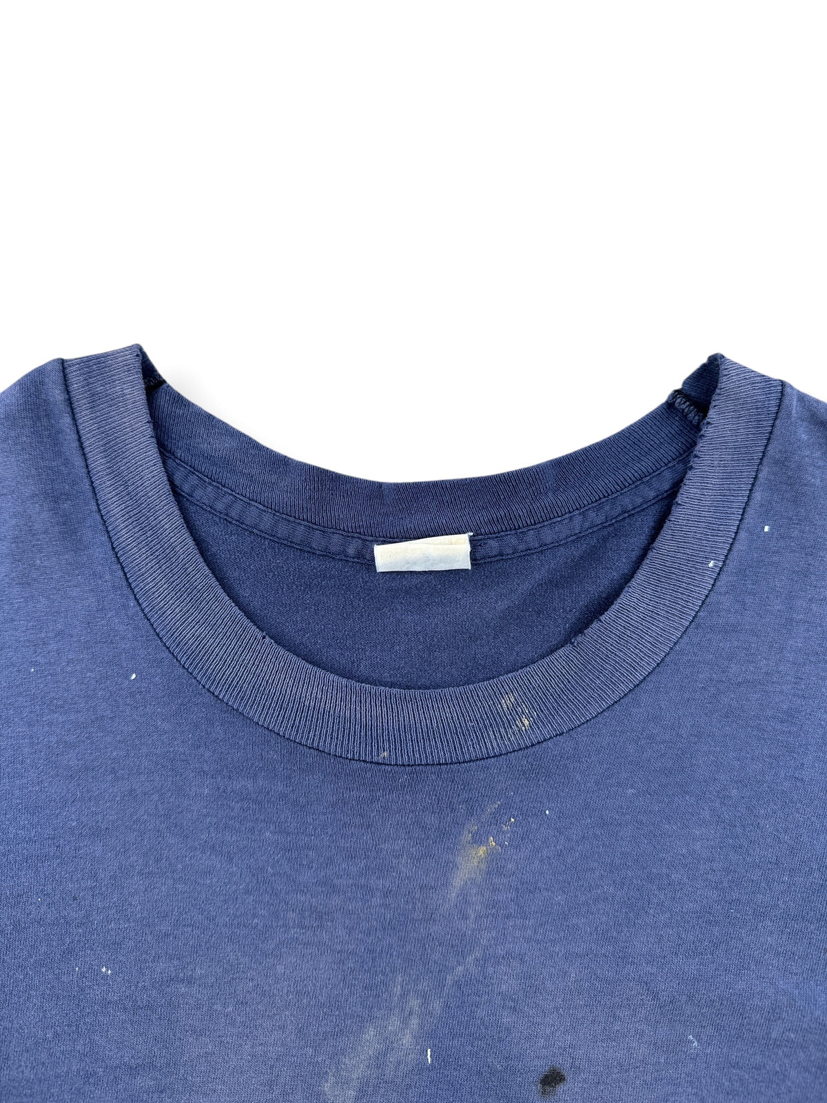 Collar on Vintage Distressed Navy Blue Pocket Tee SZ L