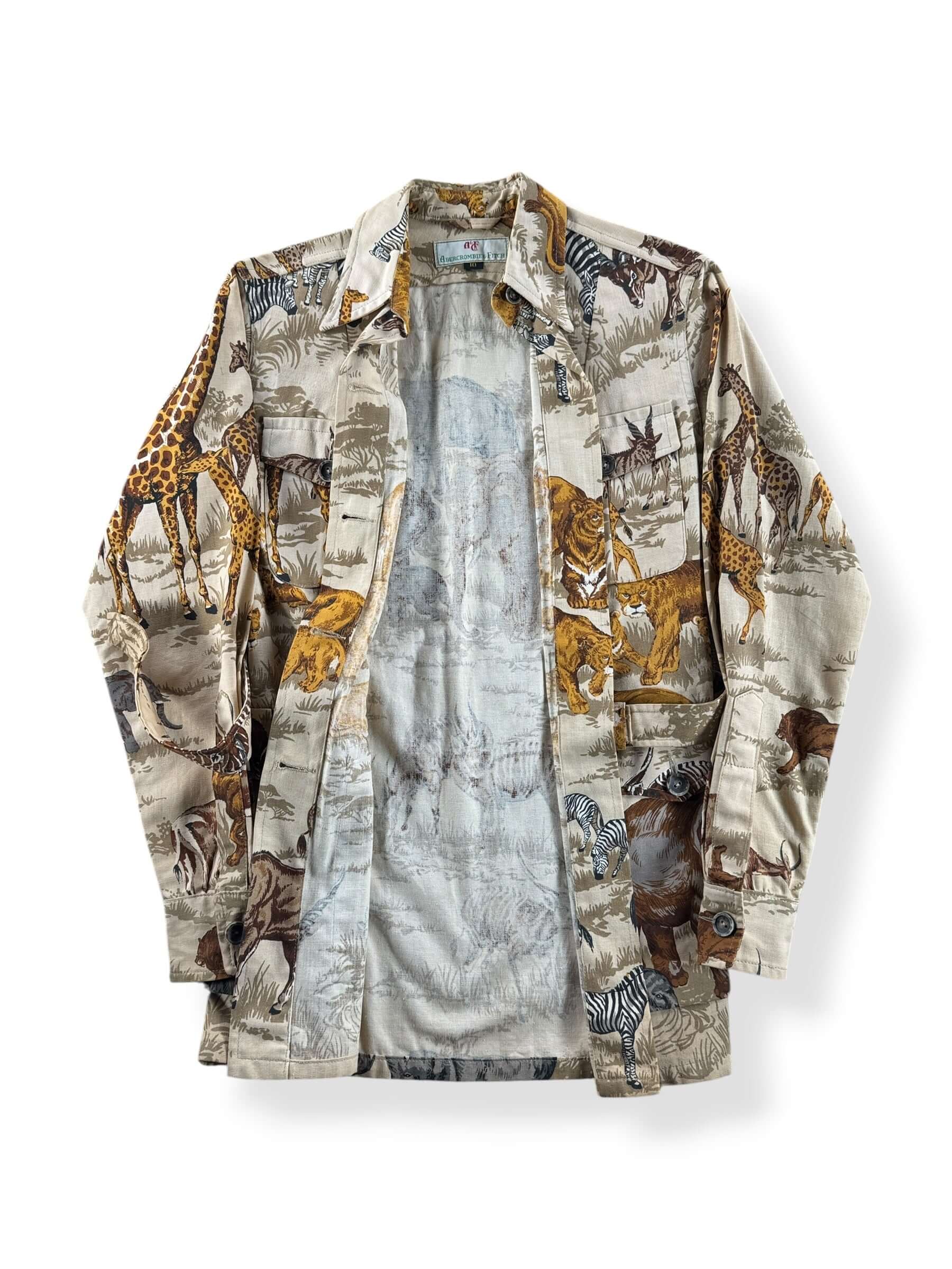 Inside of Vintage 60s Abercrombie & Fitch Safari Animal Print Jacket SZ 10 (Fits XS/S)