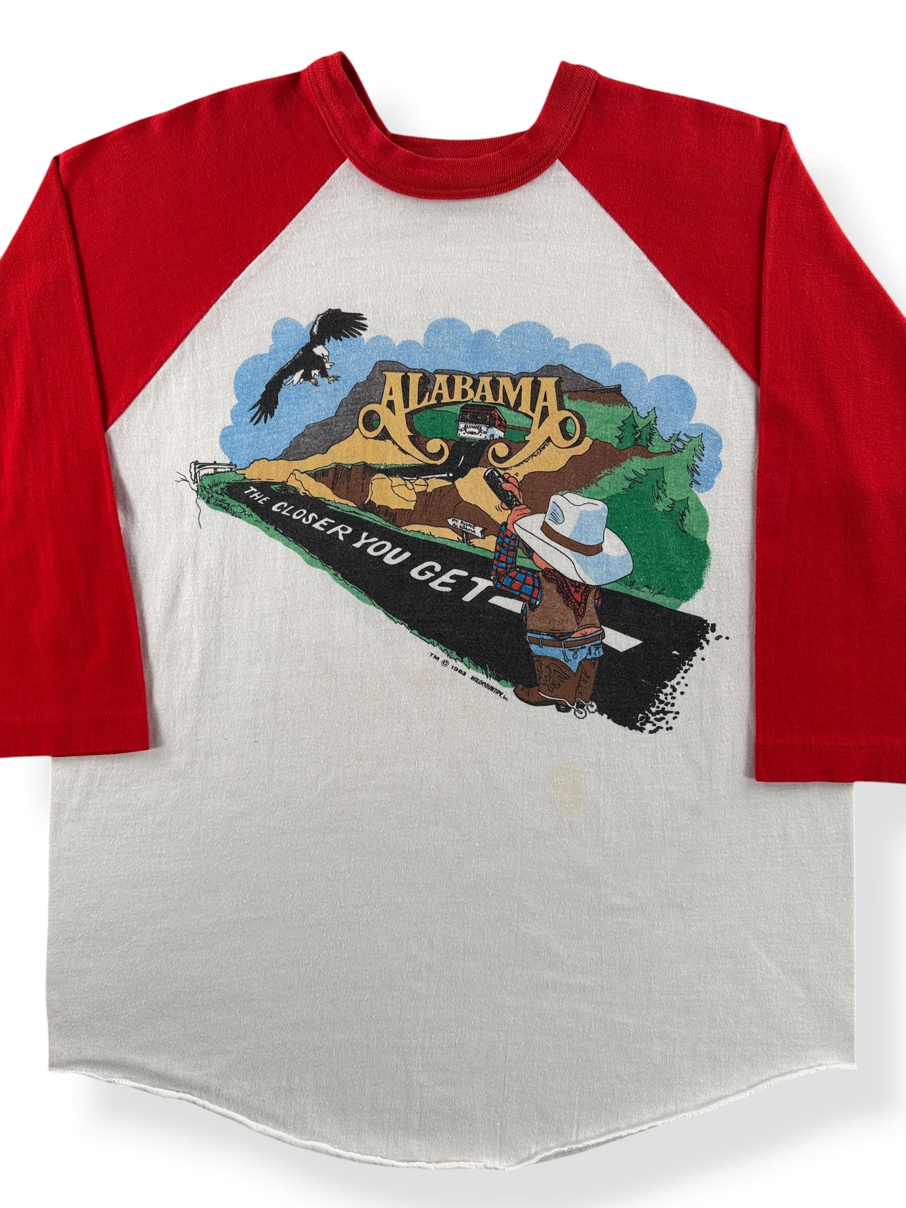 Front Close Up of Vintage '83 Alabama Raglan Tee SZ L