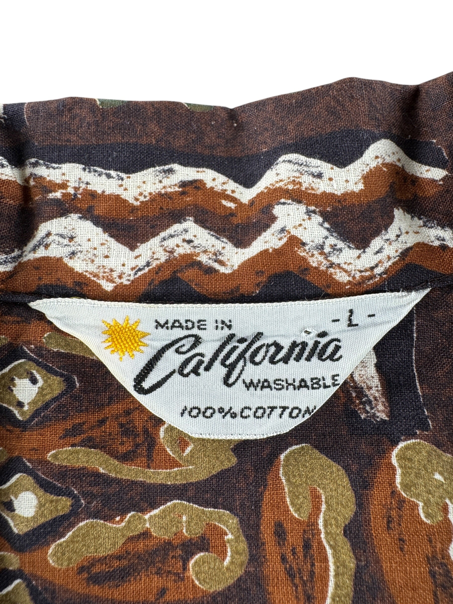 Tag on Vintage California Cotton Aloha Shirt SZ L