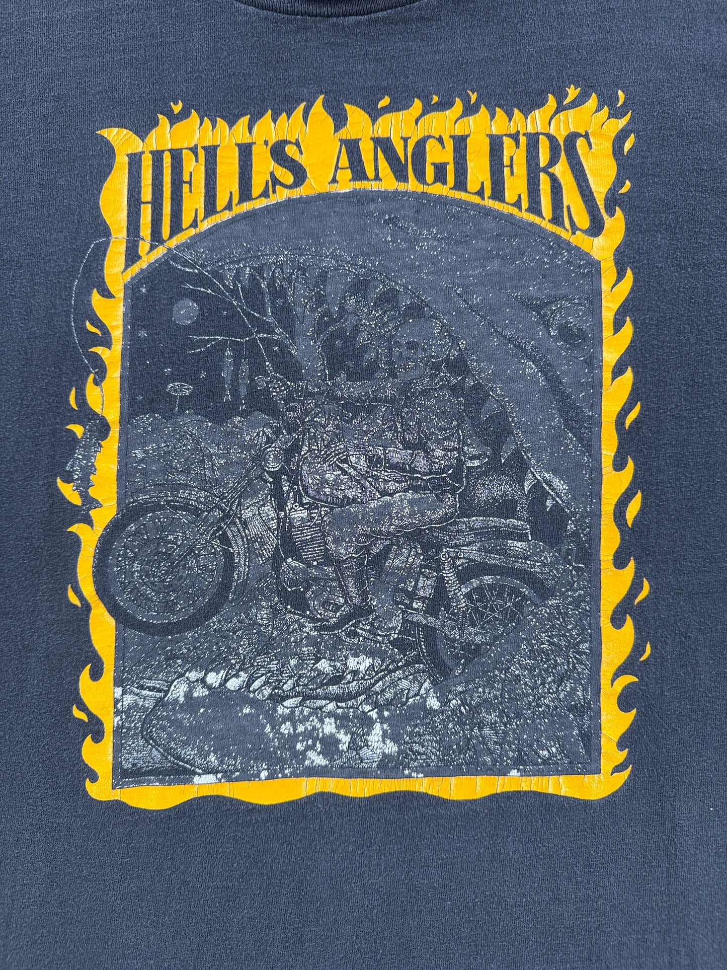 Graphic of Vintage Hell's Anglers Ray Troll Tee SZ L (Fits M)