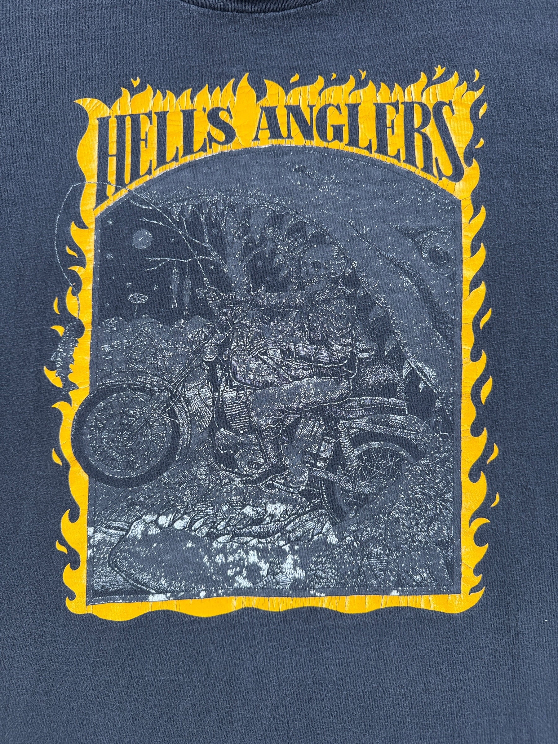 Graphic of Vintage Hell's Anglers Ray Troll Tee SZ L (Fits M)