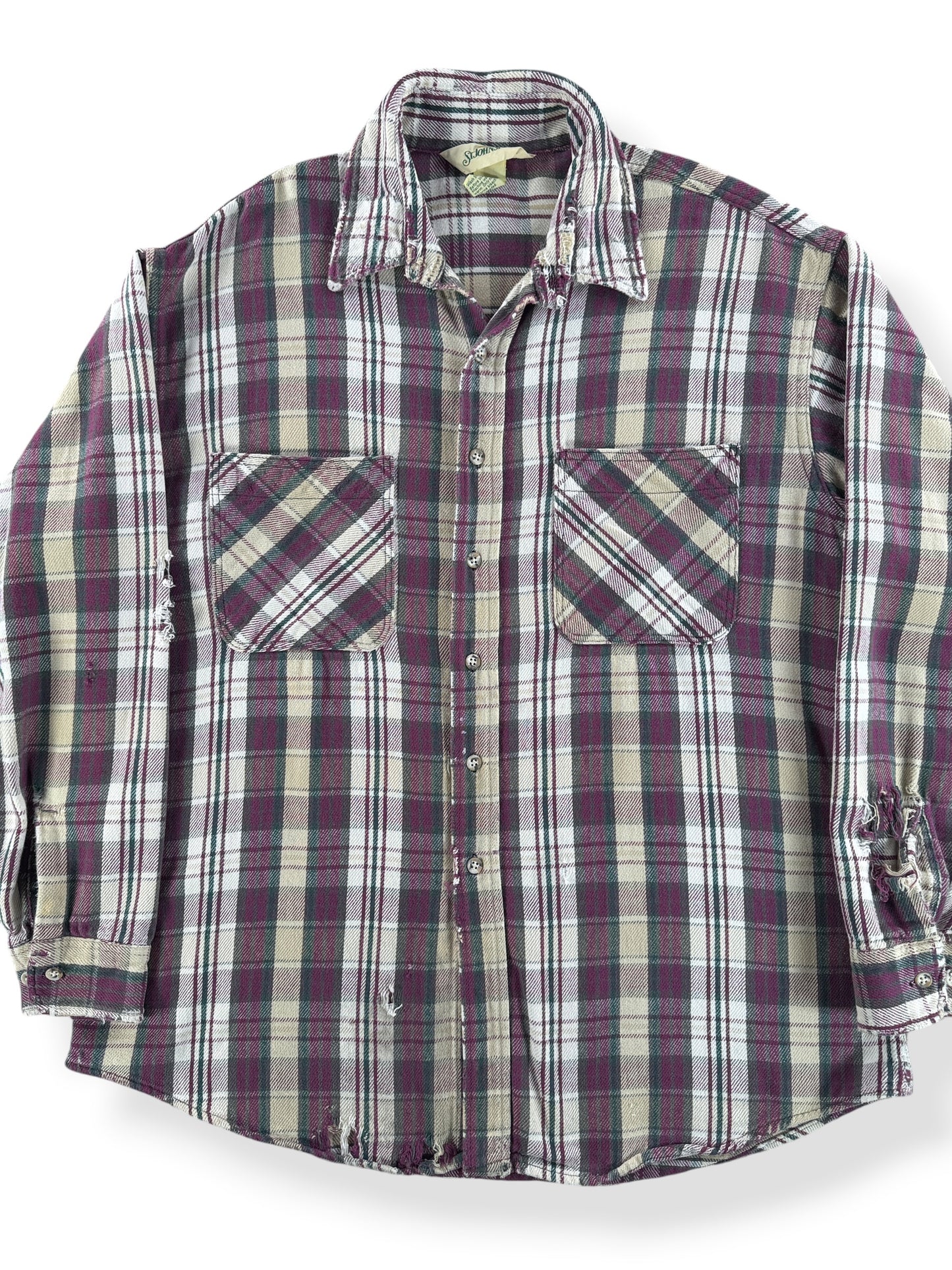Front Close Up of Vintage St Johns Bay Cotton Flannel SZ XLT