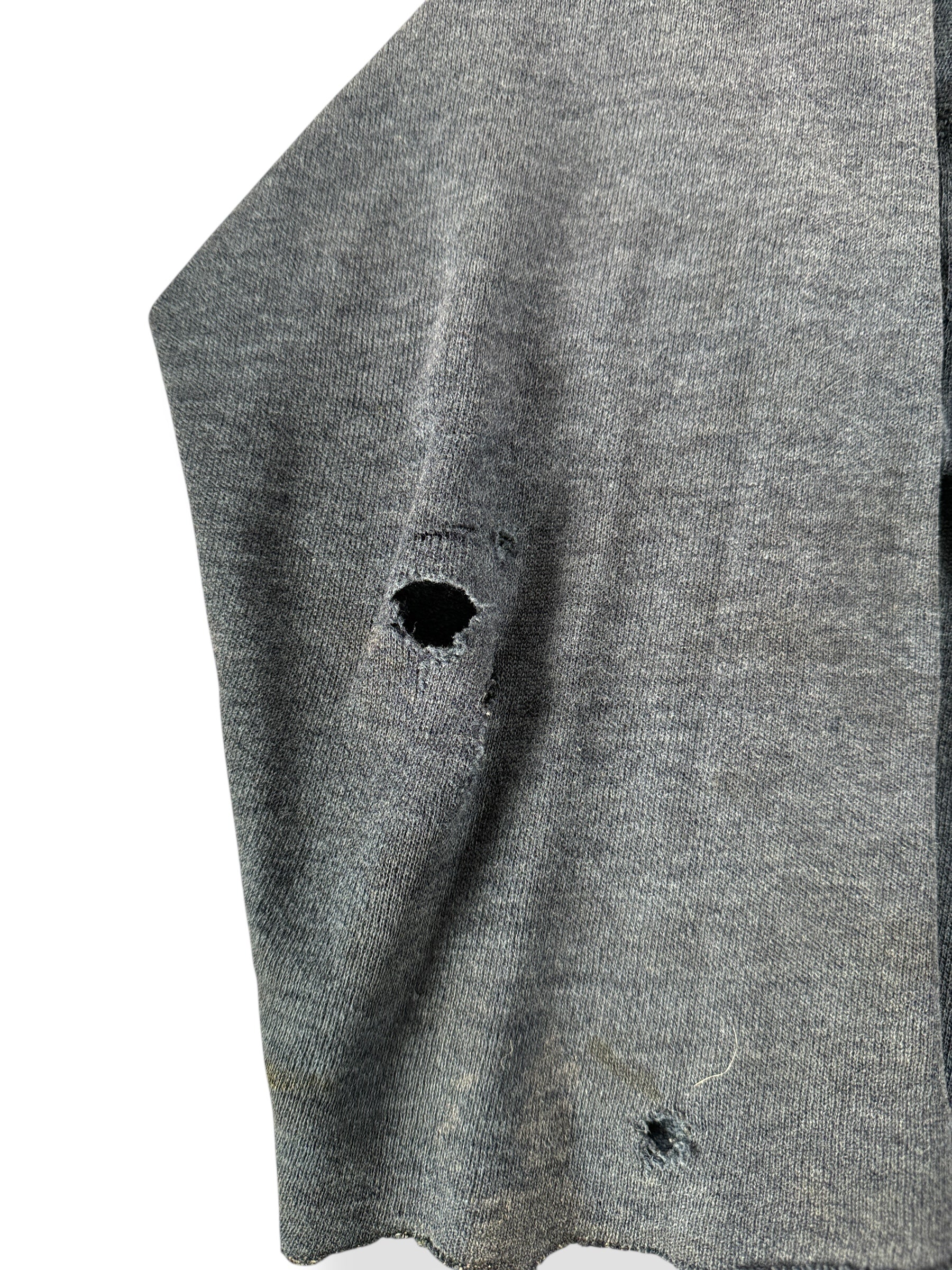Holes on Right Sleeve of Vintage Chopped Up Navy Annapolis Sweatshirt SZ L