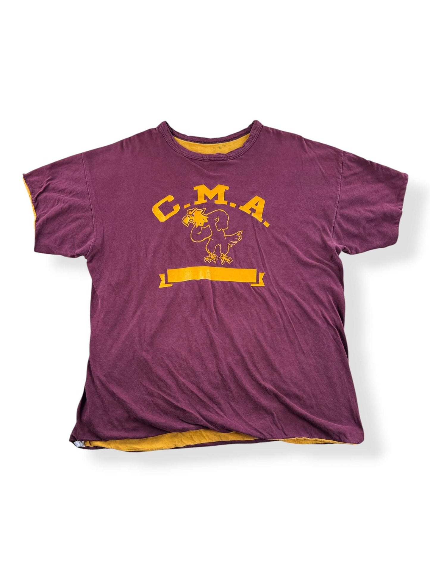 Front of Vintage Champion Blue Bar CMA Reversible Tee SZ L