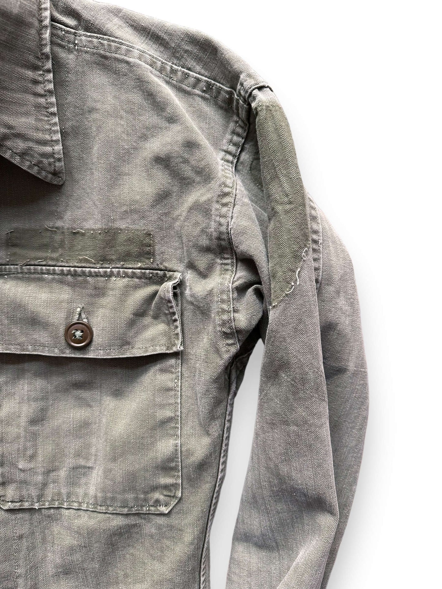 Removed Patches on Vintage HBT Jacket Top SZ M | Herringbone Twill Jacket