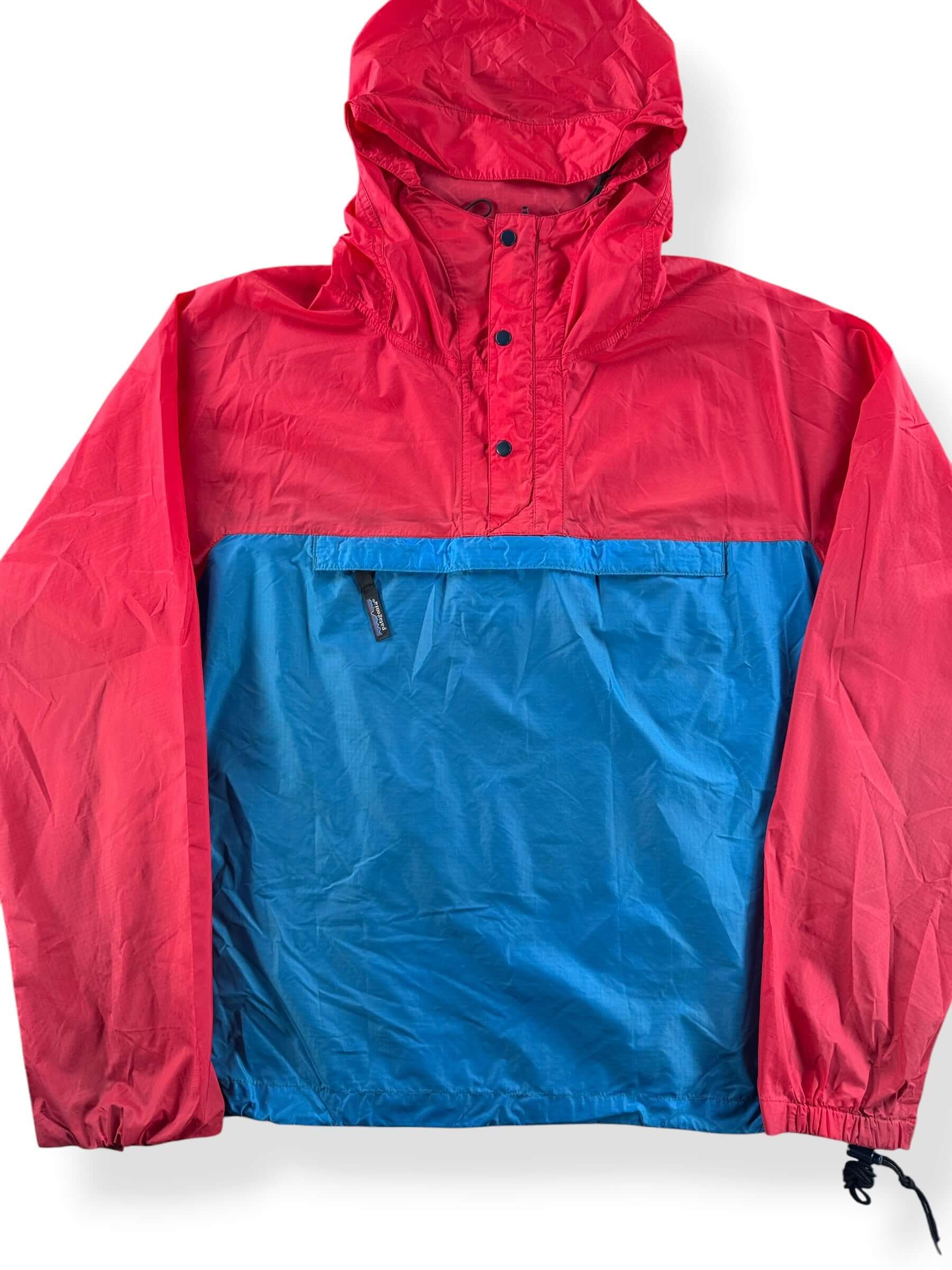 Front Close Up of Vintage Patagonia Blue And Red Windbreaker SZ M