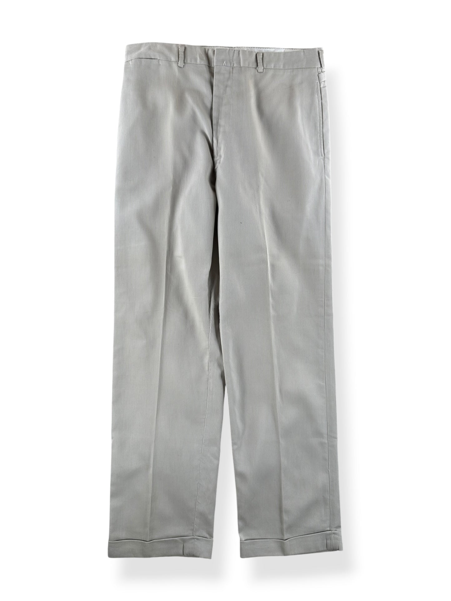 Front of Vintage Fieldmaster Piqued Cotton Side Synch Trousers W33