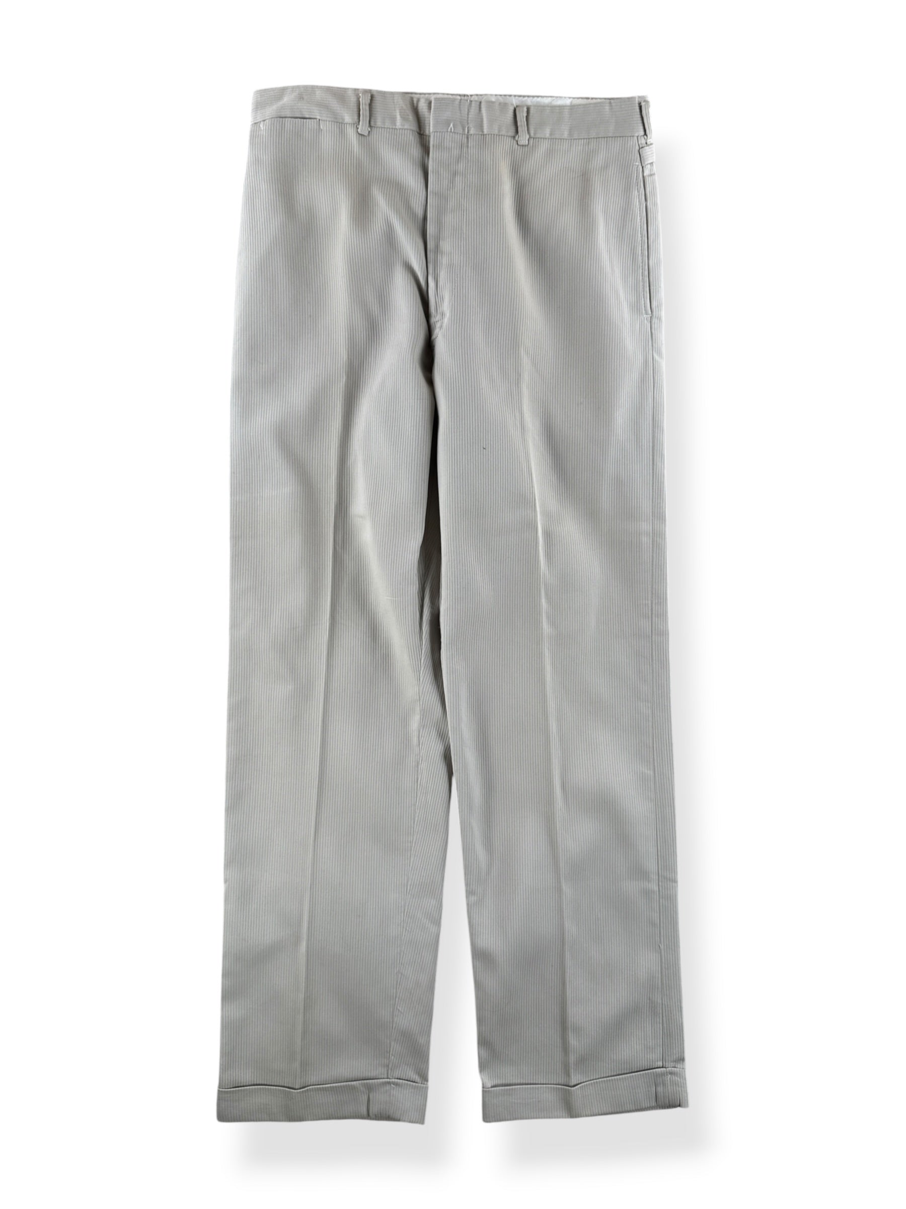 Front of Vintage Fieldmaster Piqued Cotton Side Synch Trousers W33