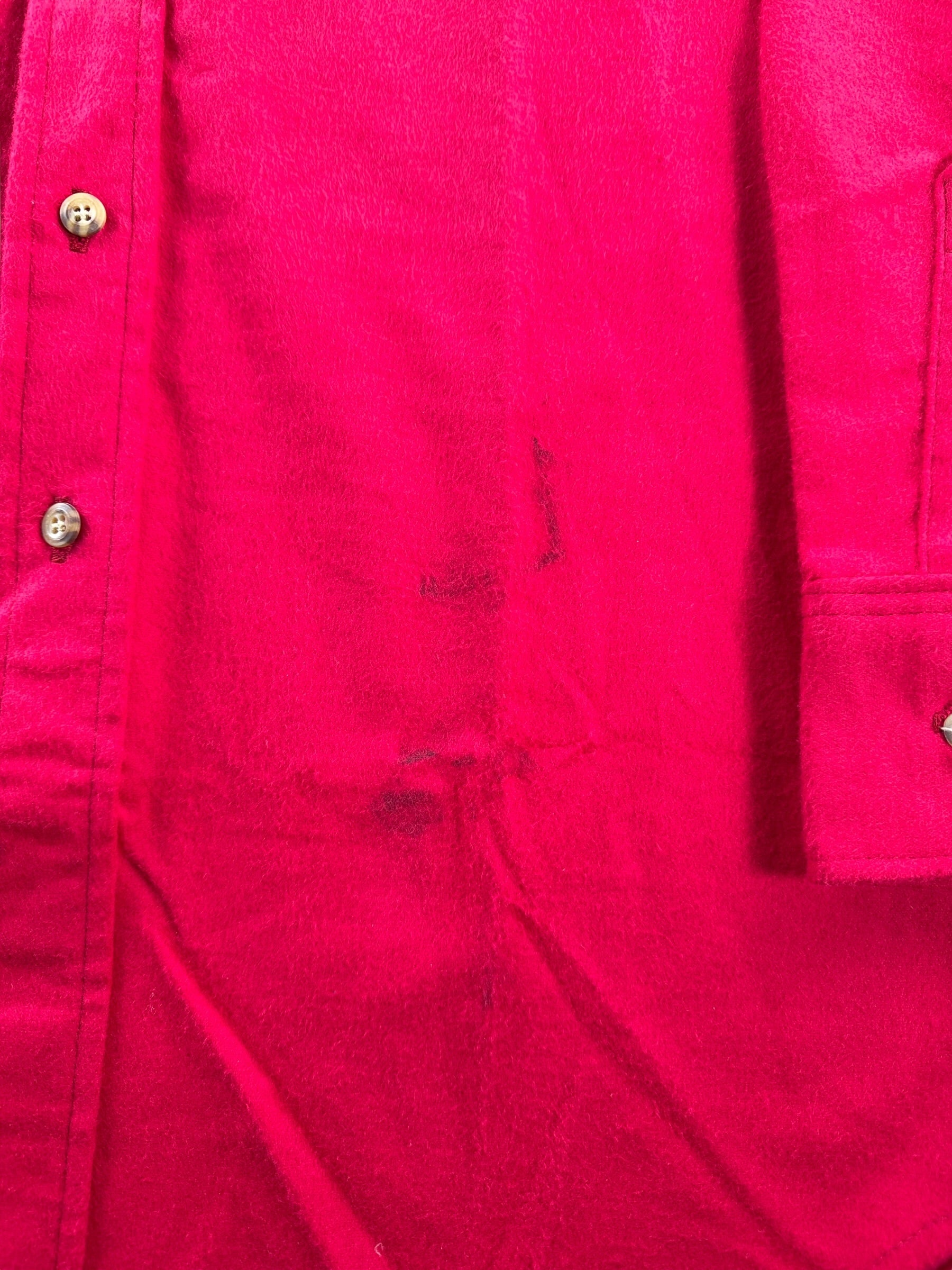 Stain on Vintage NOS Outdoor Exchange Red Chamois Shirt SZ L Tall