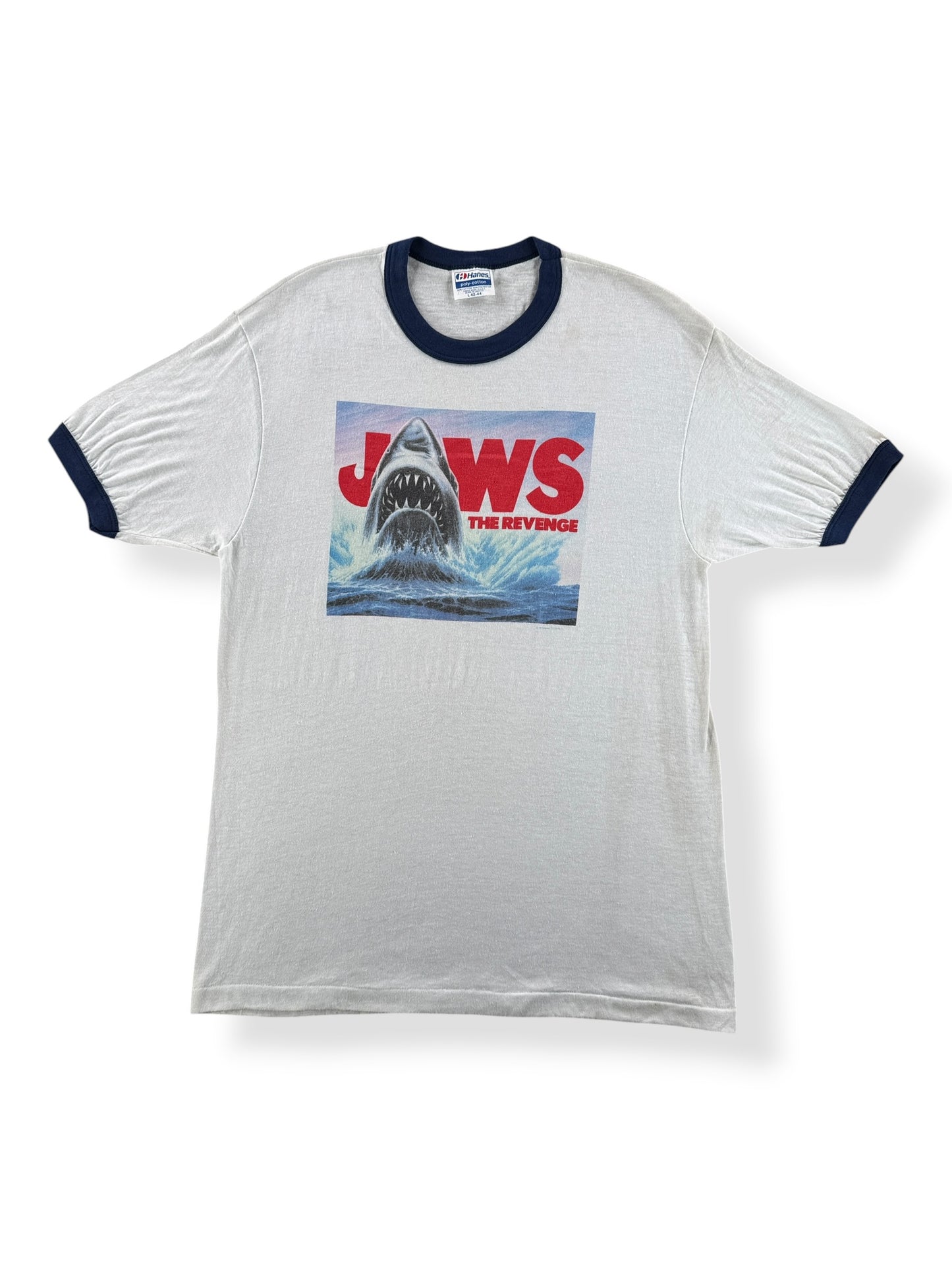 Front of Vintage Jaws the Revenge Ringer Tee SZ L (Fits M)